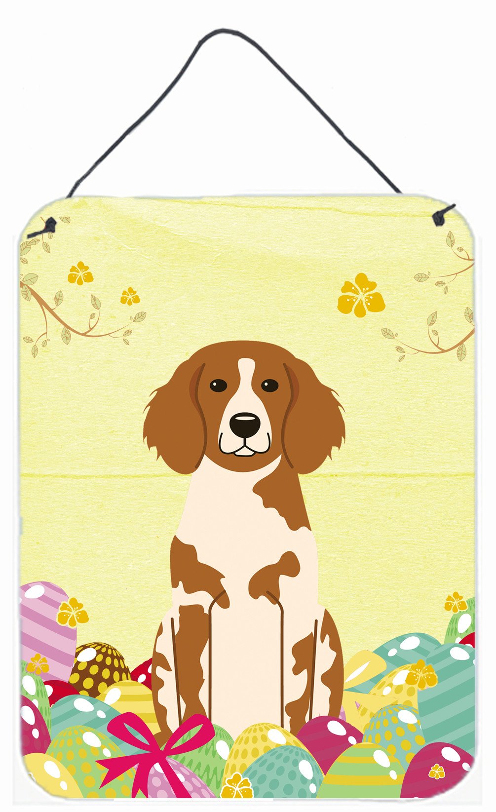 Easter Eggs Brittany Spaniel Wall or Door Hanging Prints BB6072DS1216 by Caroline's Treasures