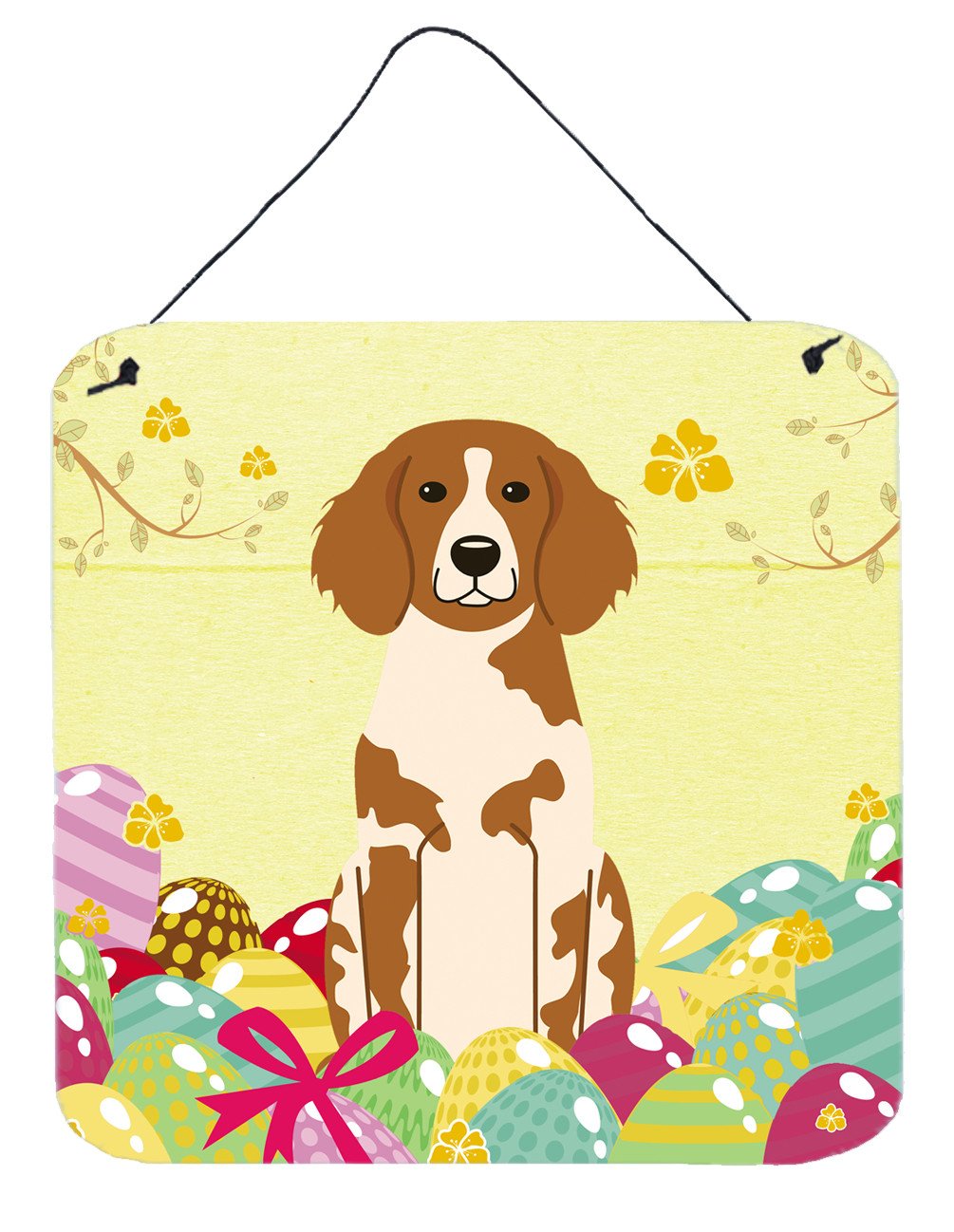 Easter Eggs Brittany Spaniel Wall or Door Hanging Prints BB6072DS66 by Caroline's Treasures