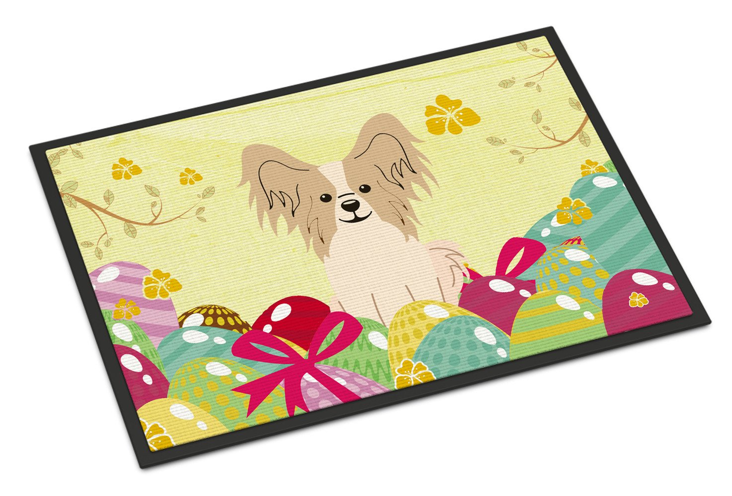 Easter Eggs Papillon Sable White Indoor or Outdoor Mat 24x36 BB6077JMAT by Caroline's Treasures