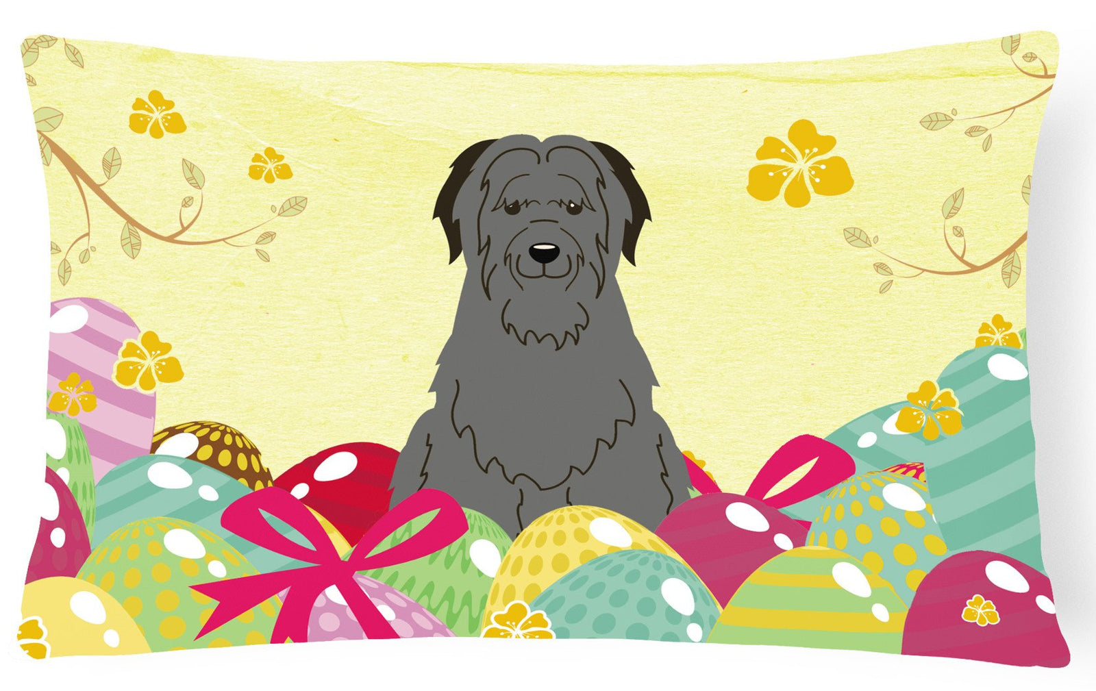 Easter Eggs Briard Black Canvas Fabric Decorative Pillow BB6081PW1216 by Caroline's Treasures