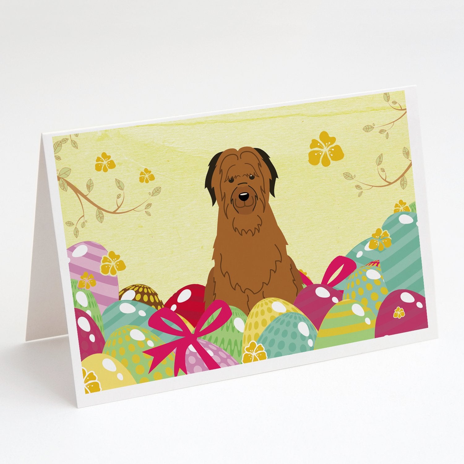 Buy this Easter Eggs Briard Brown Greeting Cards and Envelopes Pack of 8