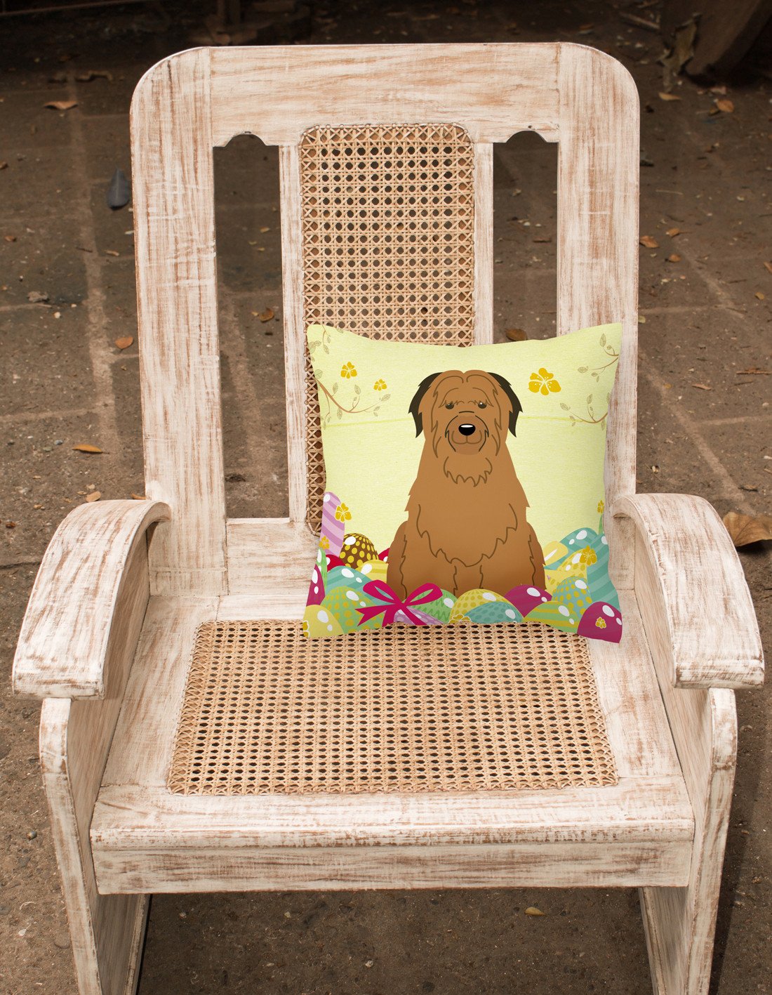 Easter Eggs Briard Brown Fabric Decorative Pillow BB6082PW1818 by Caroline's Treasures