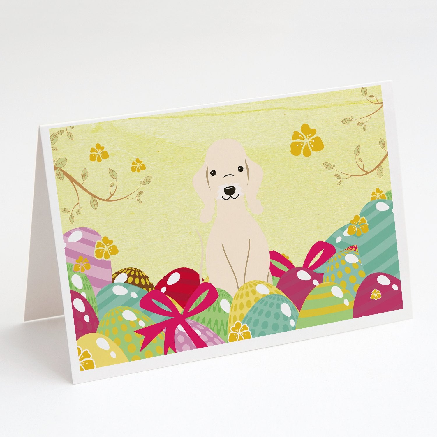 Buy this Easter Eggs Bedlington Terrier Sandy Greeting Cards and Envelopes Pack of 8