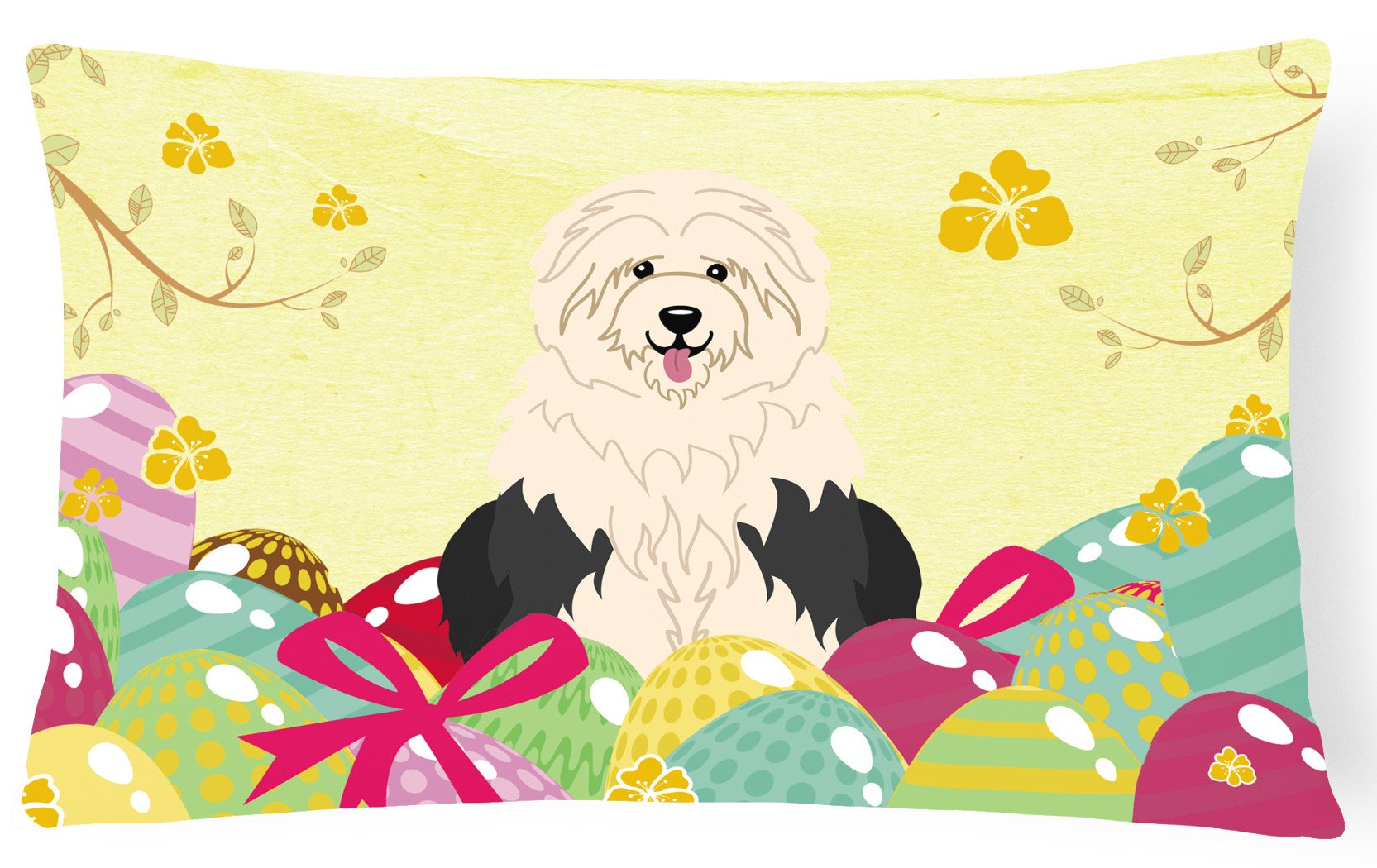 Easter Eggs Old English Sheepdog Canvas Fabric Decorative Pillow BB6096PW1216 by Caroline's Treasures