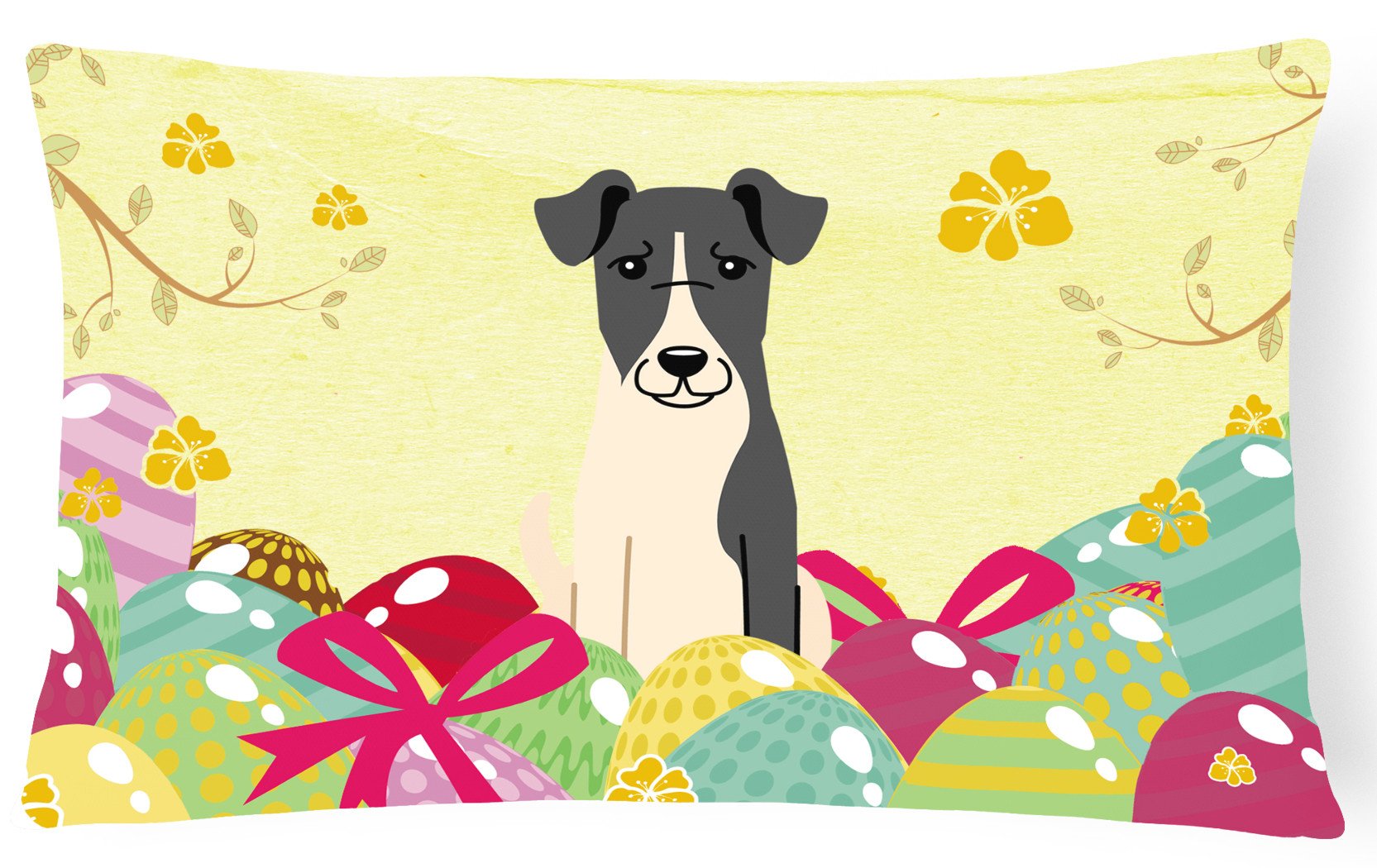 Easter Eggs Smooth Fox Terrier Canvas Fabric Decorative Pillow BB6098PW1216 by Caroline's Treasures