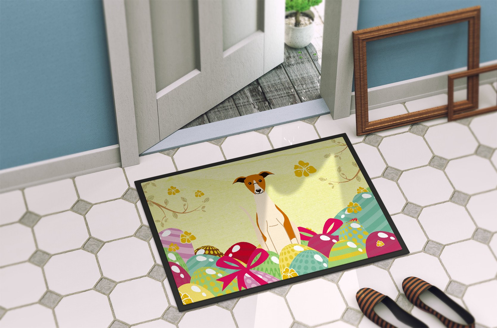 Easter Eggs Whippet Indoor or Outdoor Mat 24x36 BB6099JMAT by Caroline's Treasures