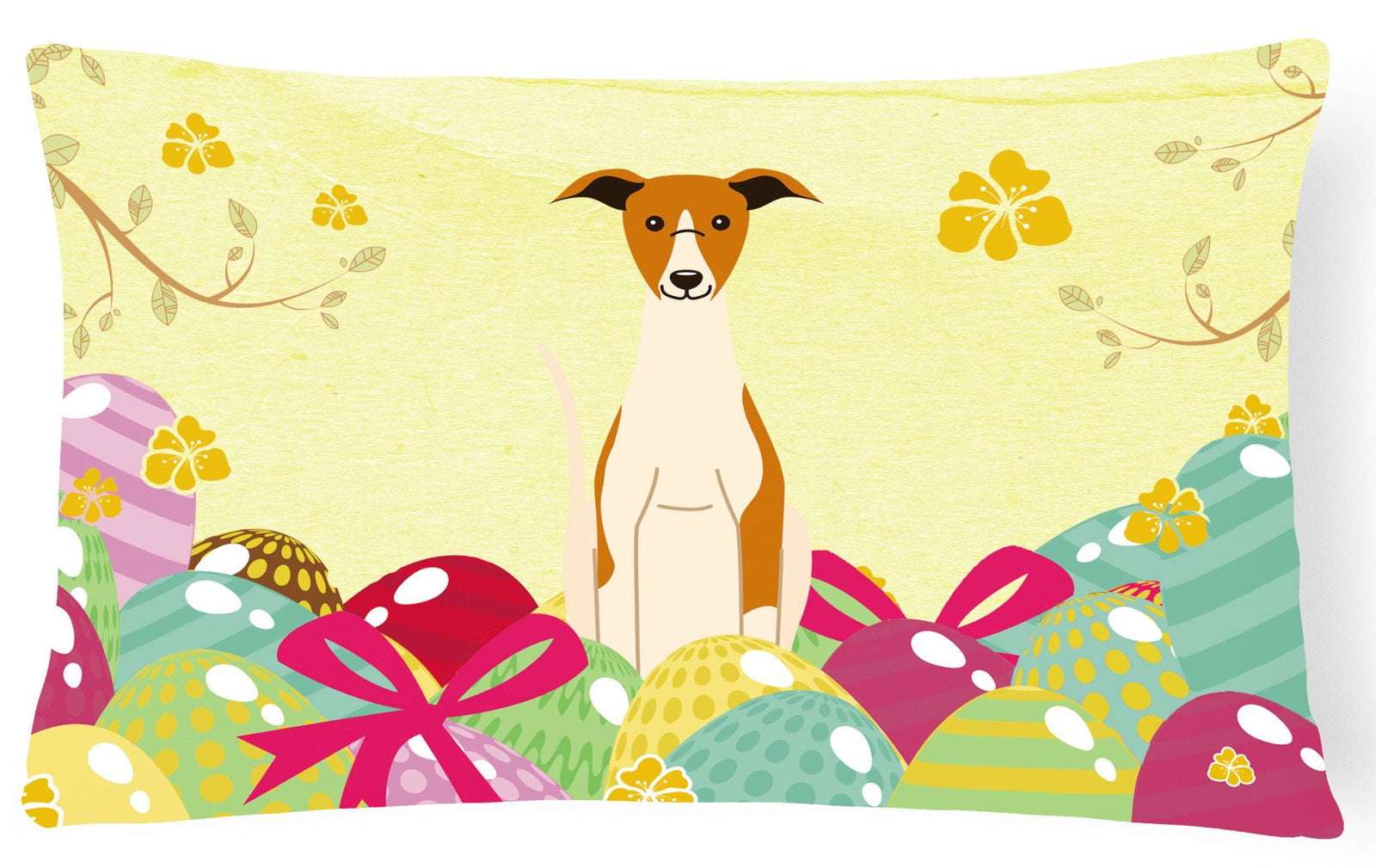 Easter Eggs Whippet Canvas Fabric Decorative Pillow BB6099PW1216 by Caroline's Treasures