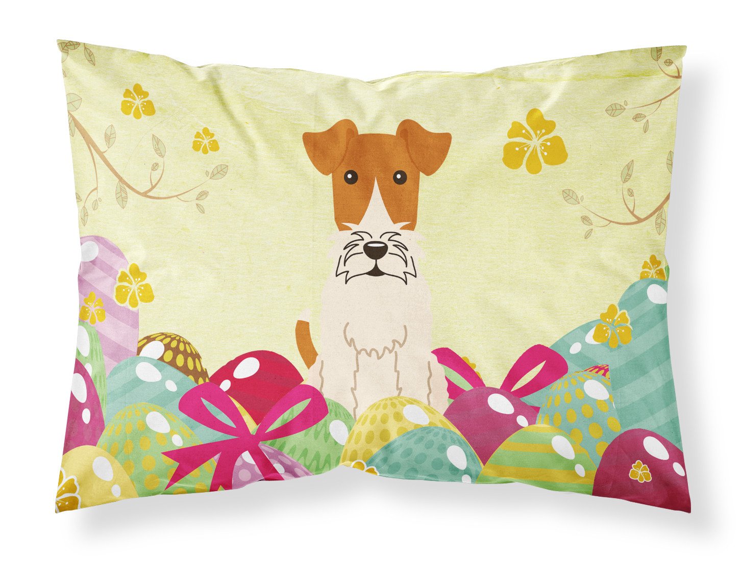 Easter Eggs Wire Fox Terrier Fabric Standard Pillowcase BB6101PILLOWCASE by Caroline's Treasures