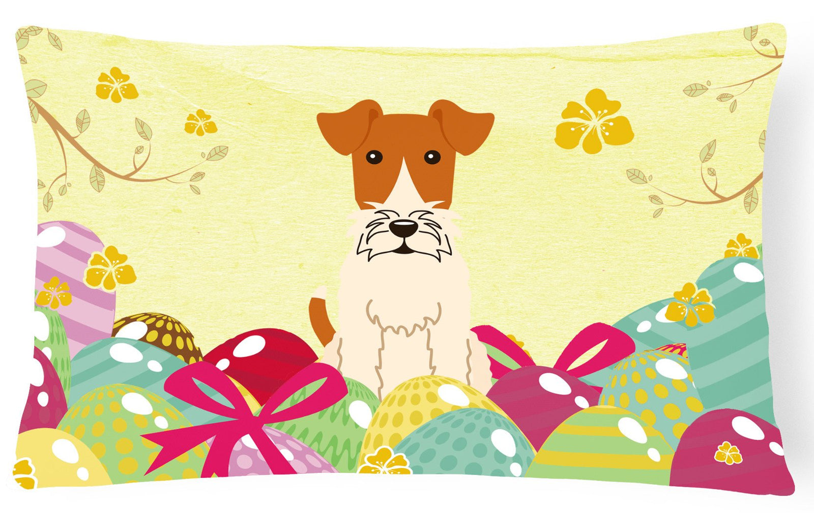 Easter Eggs Wire Fox Terrier Canvas Fabric Decorative Pillow BB6101PW1216 by Caroline's Treasures