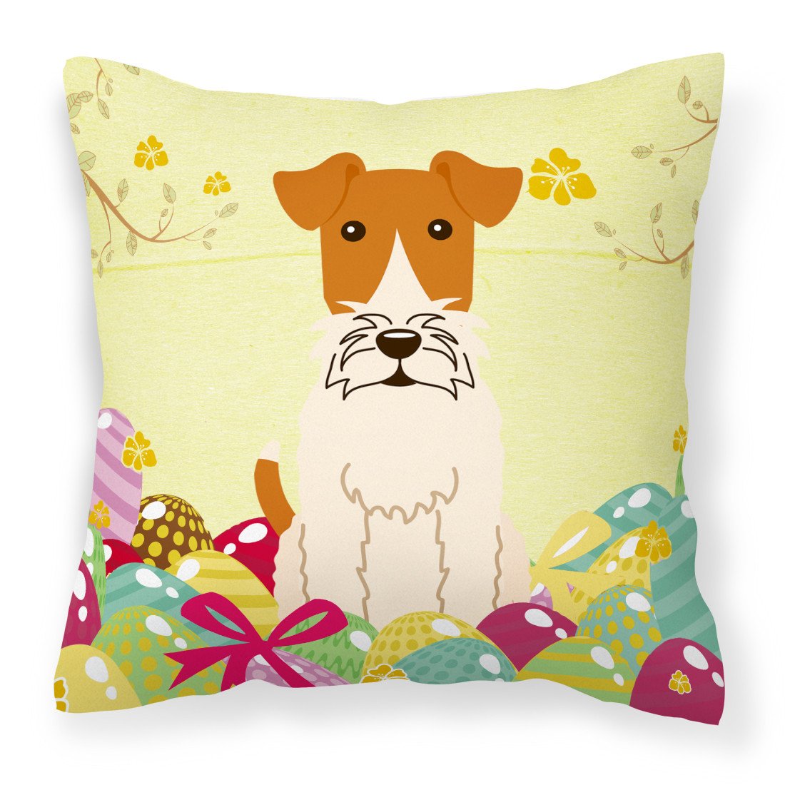 Easter Eggs Wire Fox Terrier Fabric Decorative Pillow BB6101PW1818 by Caroline's Treasures