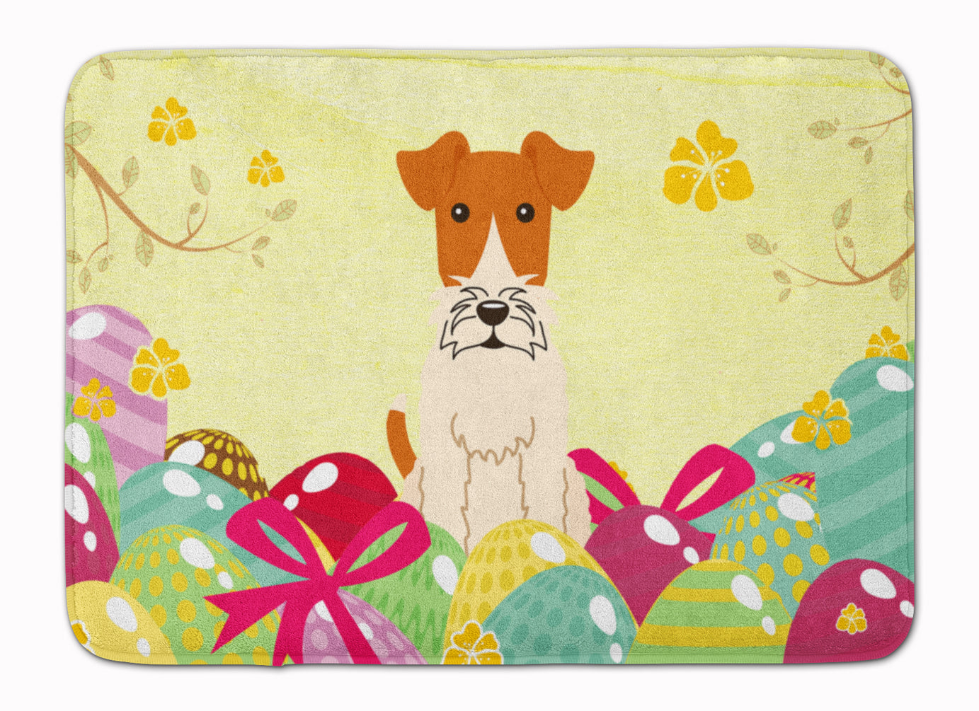 Easter Eggs Wire Fox Terrier Machine Washable Memory Foam Mat BB6101RUG - the-store.com