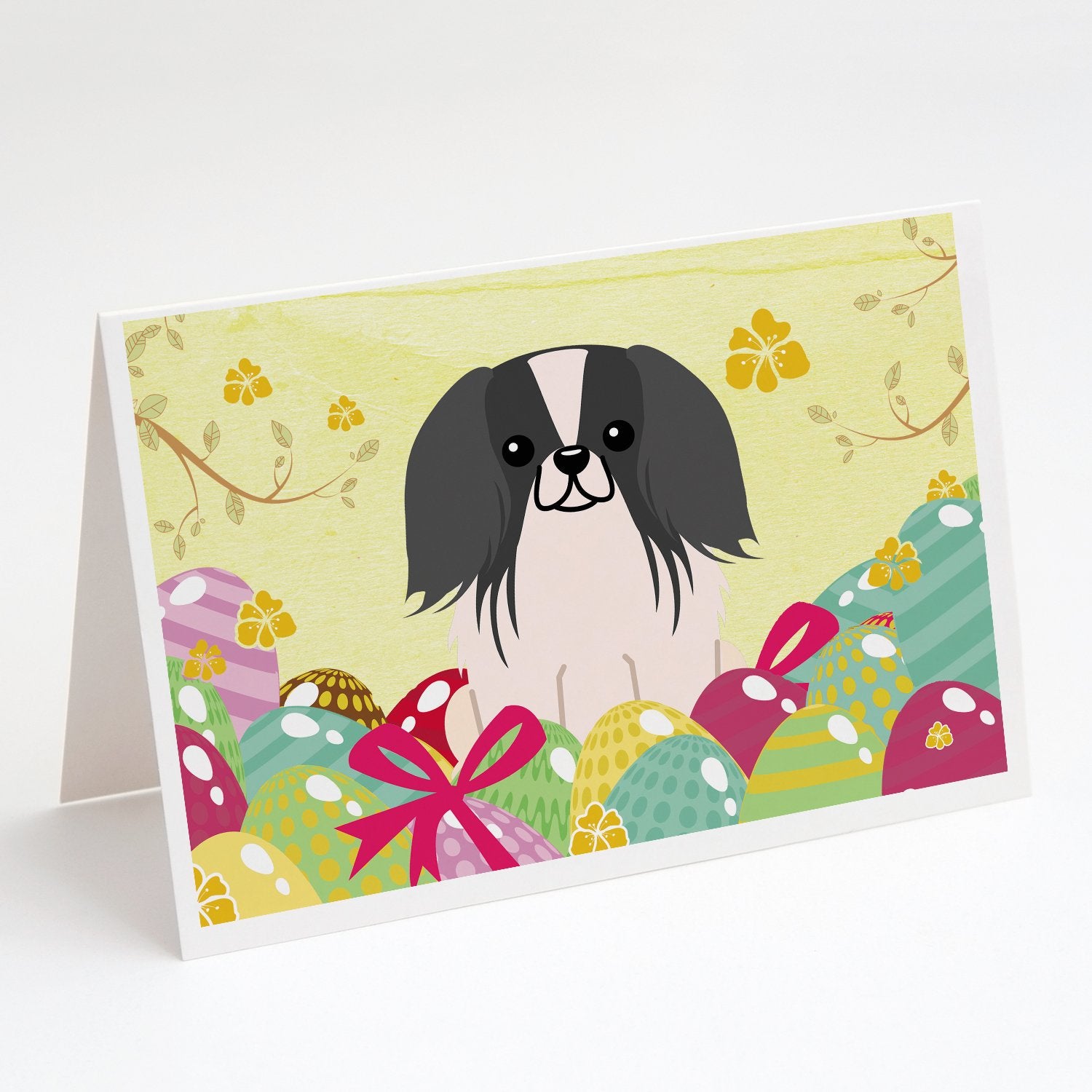 Buy this Easter Eggs Pekingese Black White Greeting Cards and Envelopes Pack of 8