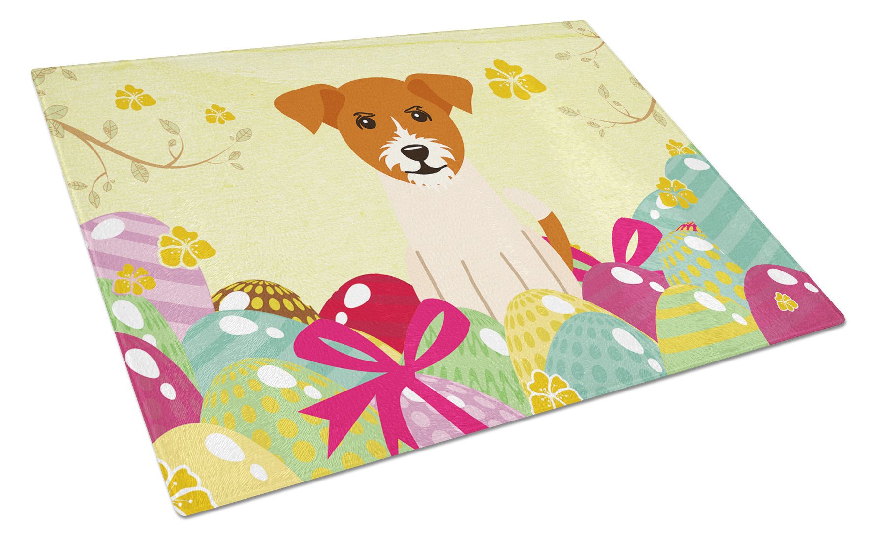 Easter Eggs Jack Russell Terrier Glass Cutting Board Large BB6108LCB by Caroline's Treasures