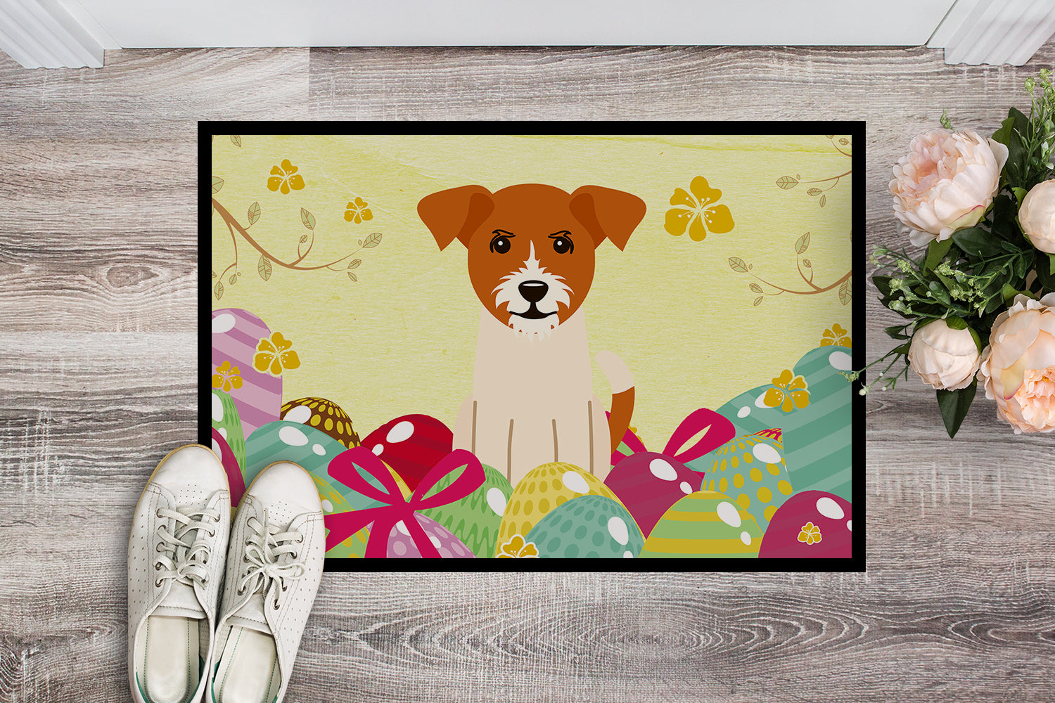 Easter Eggs Jack Russell Terrier Indoor or Outdoor Mat 18x27 BB6108MAT - the-store.com