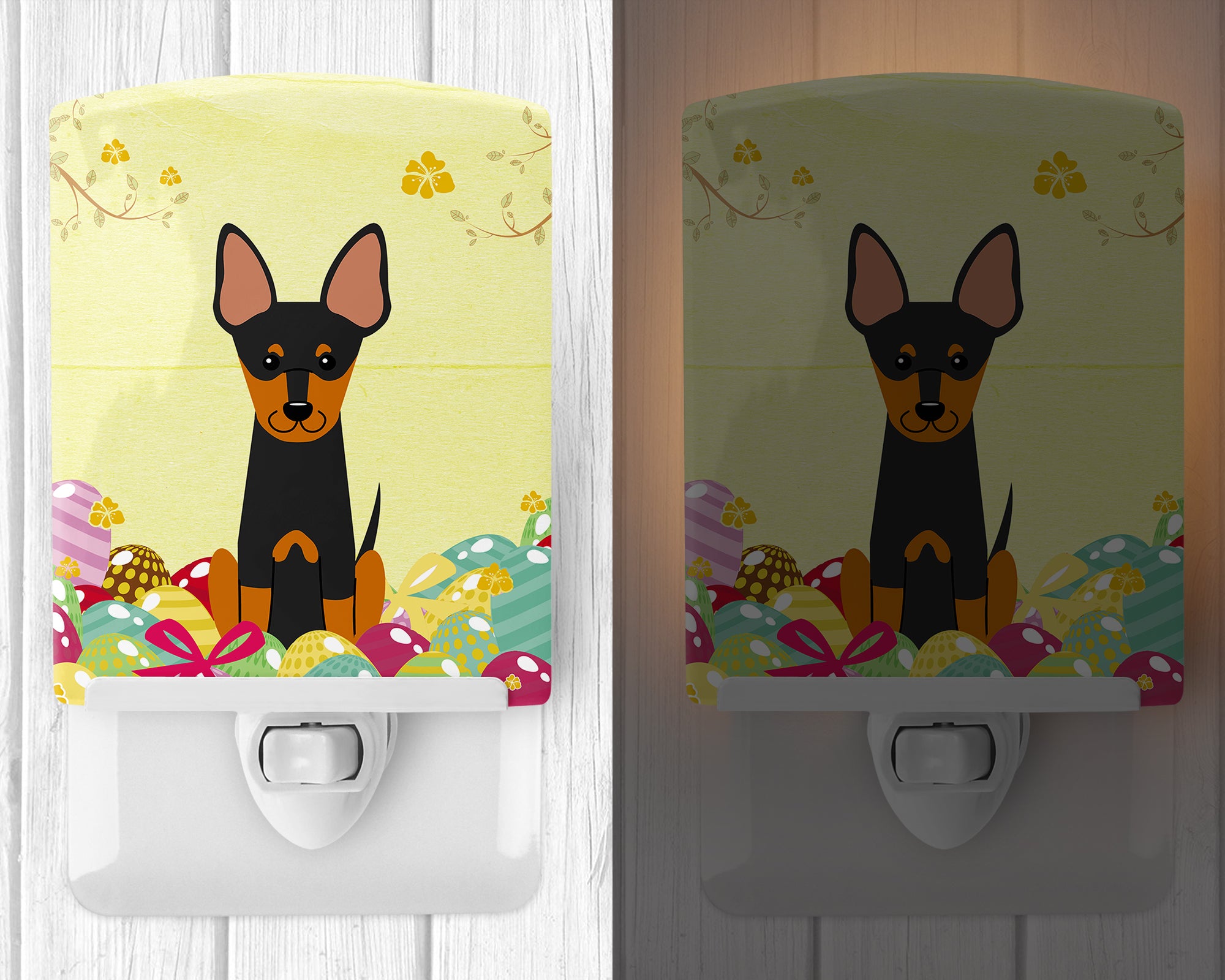 Easter Eggs English Toy Terrier Ceramic Night Light BB6109CNL - the-store.com