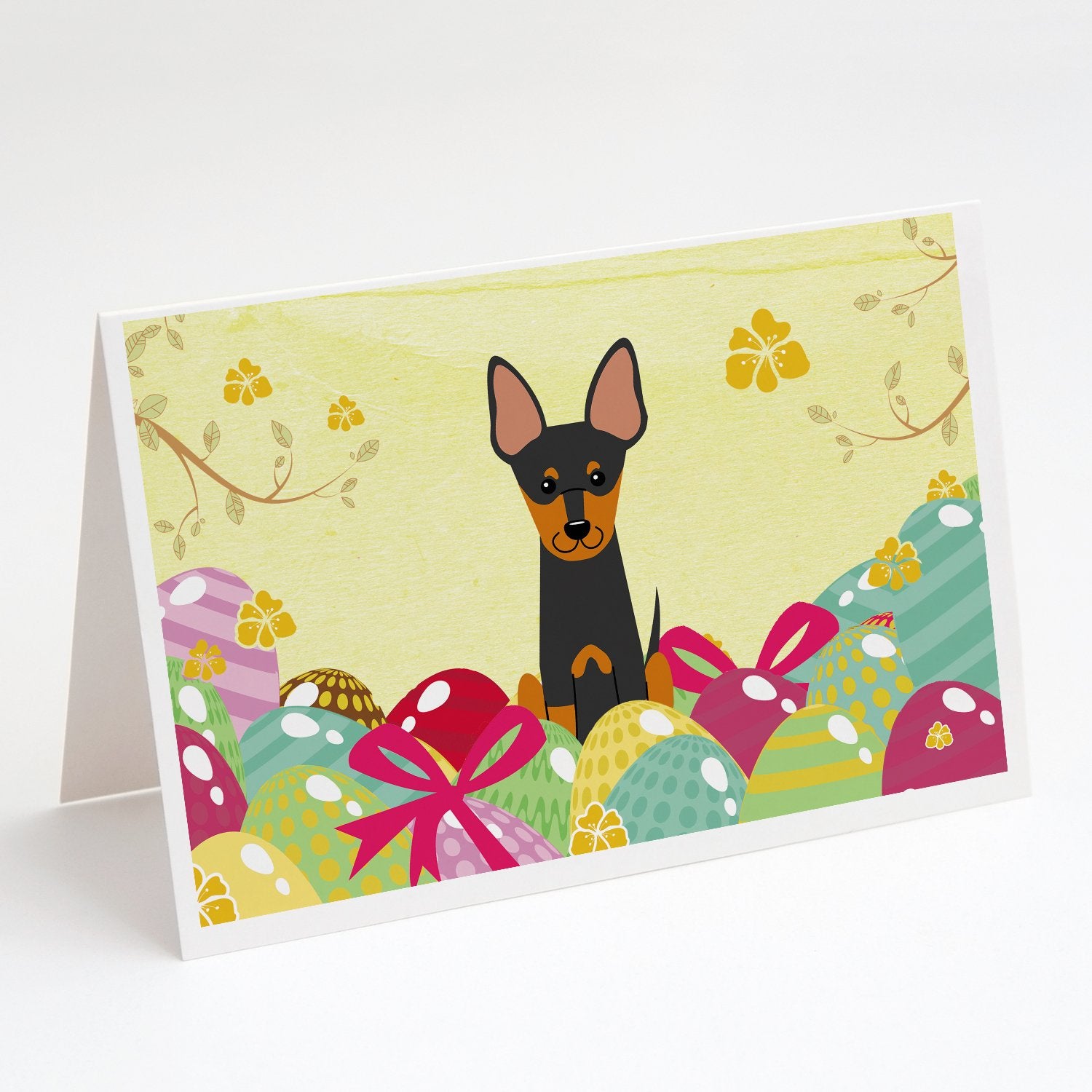 Buy this Easter Eggs English Toy Terrier Greeting Cards and Envelopes Pack of 8