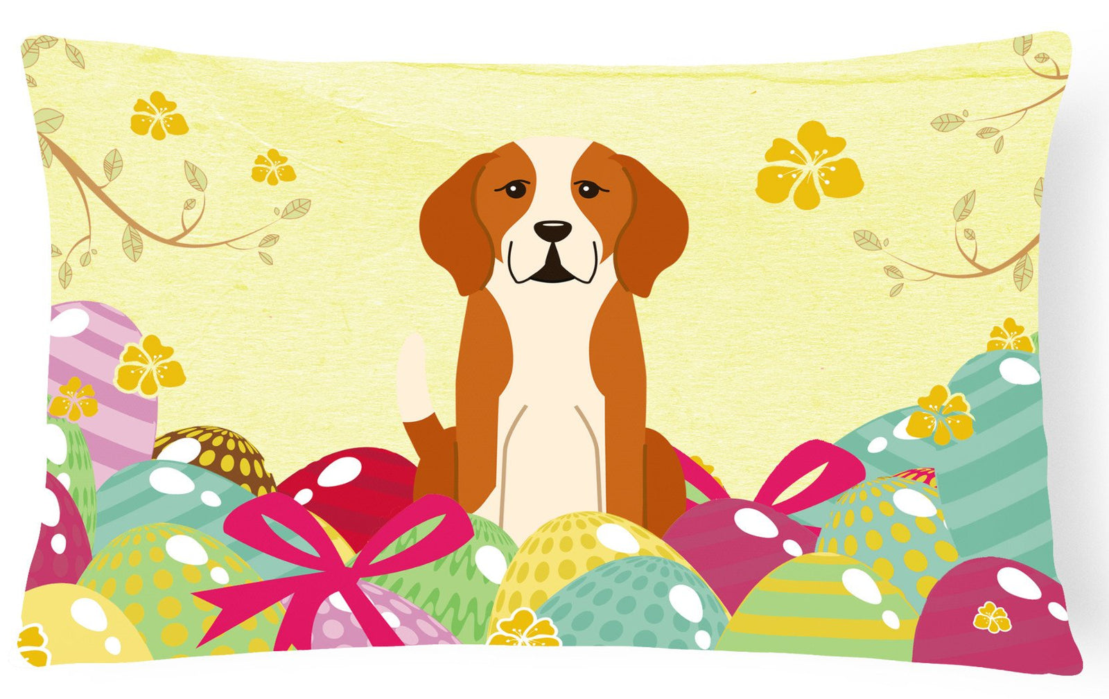 Easter Eggs English Foxhound Canvas Fabric Decorative Pillow BB6110PW1216 by Caroline's Treasures