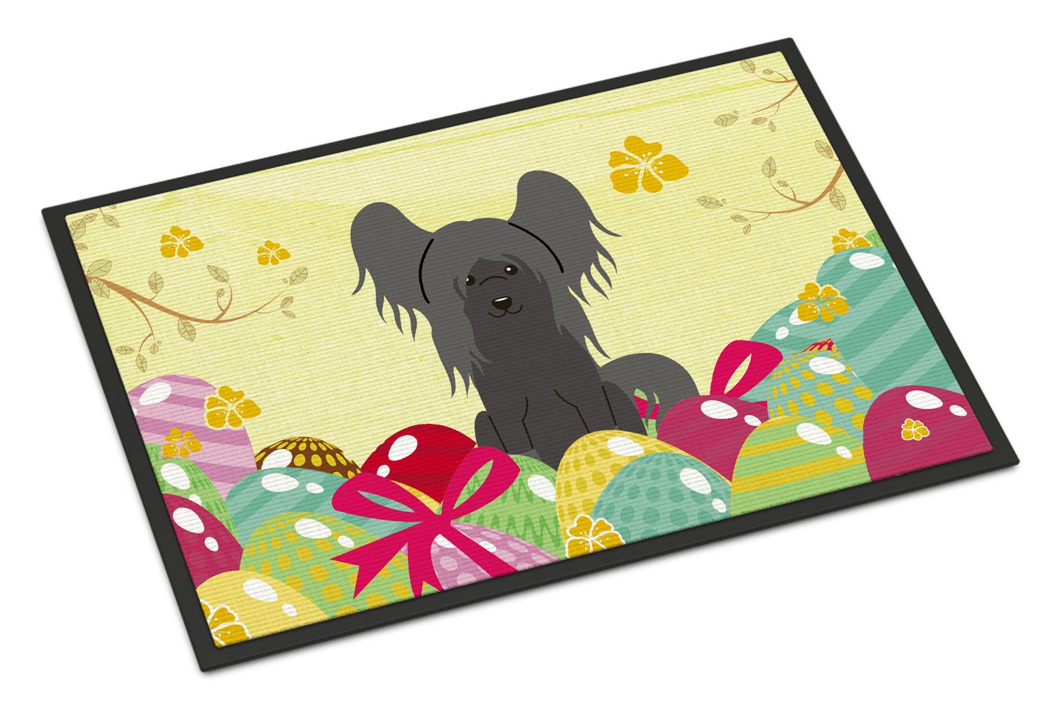 Easter Eggs Chinese Crested Black Indoor or Outdoor Mat 24x36 BB6112JMAT by Caroline's Treasures