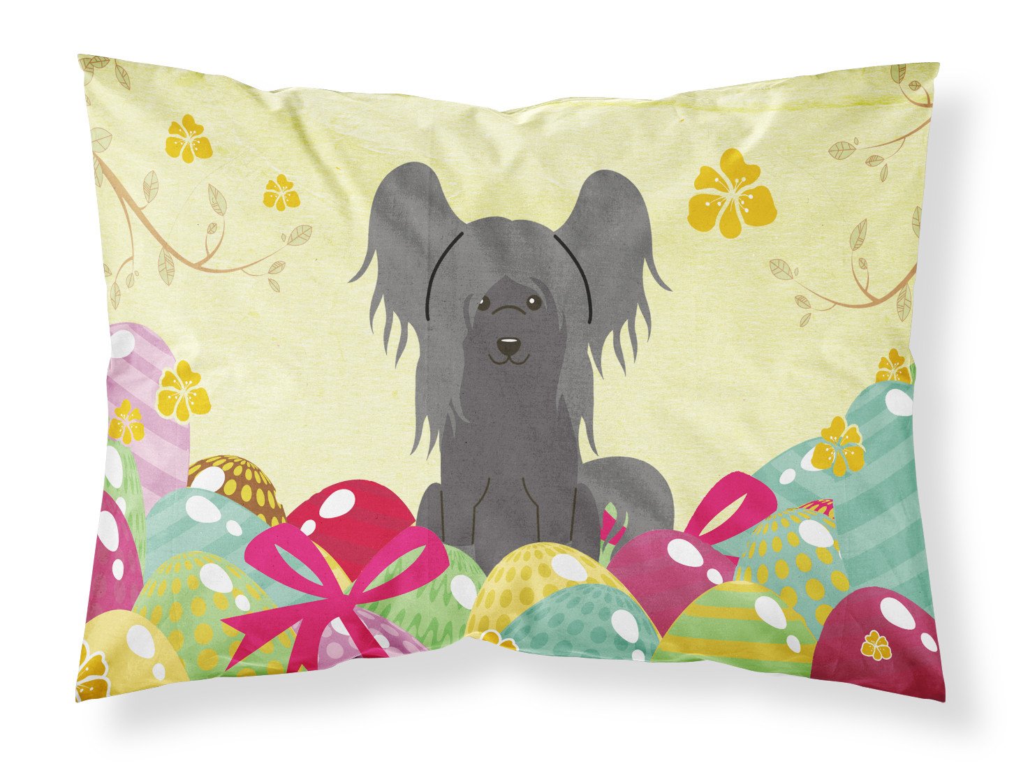 Easter Eggs Chinese Crested Black Fabric Standard Pillowcase BB6112PILLOWCASE by Caroline's Treasures