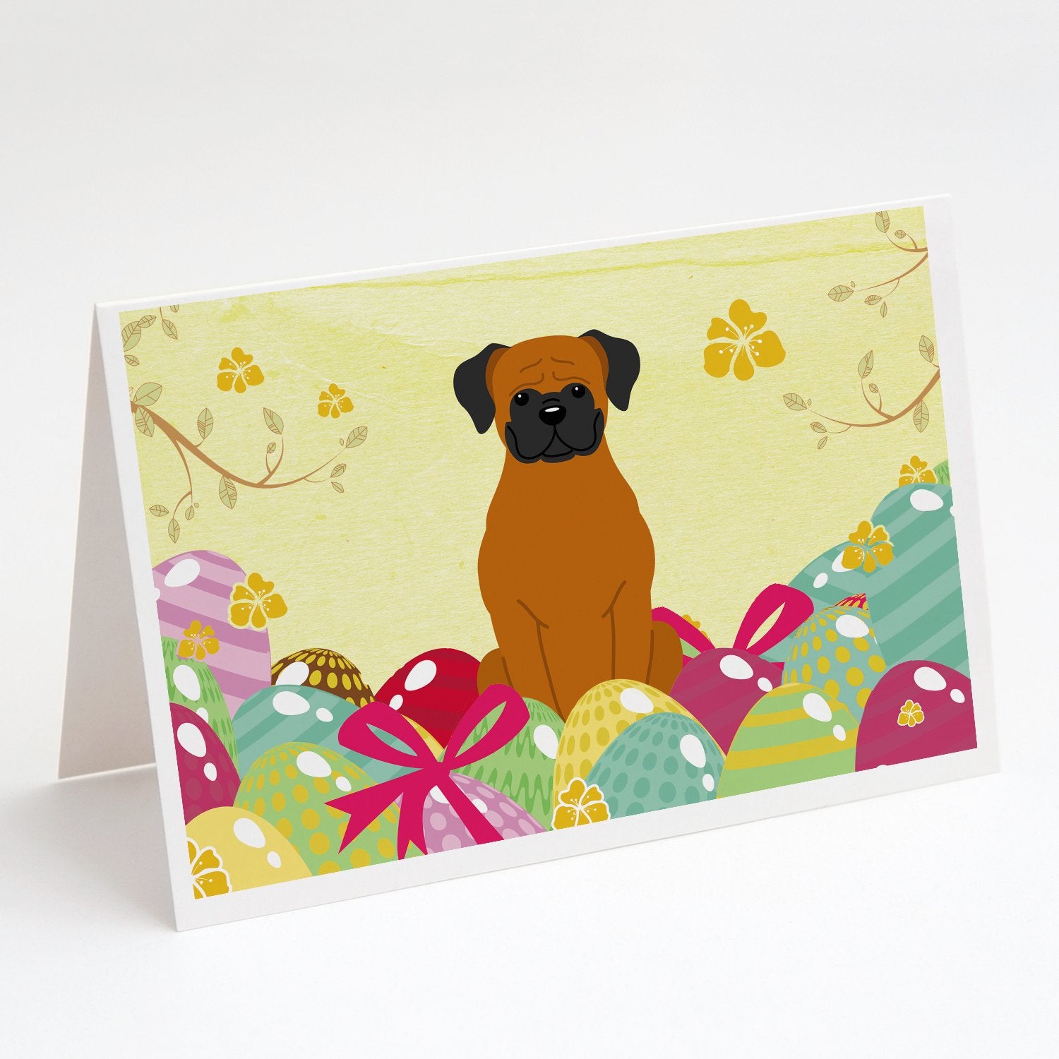 Buy this Easter Eggs Fawn Boxer Greeting Cards and Envelopes Pack of 8
