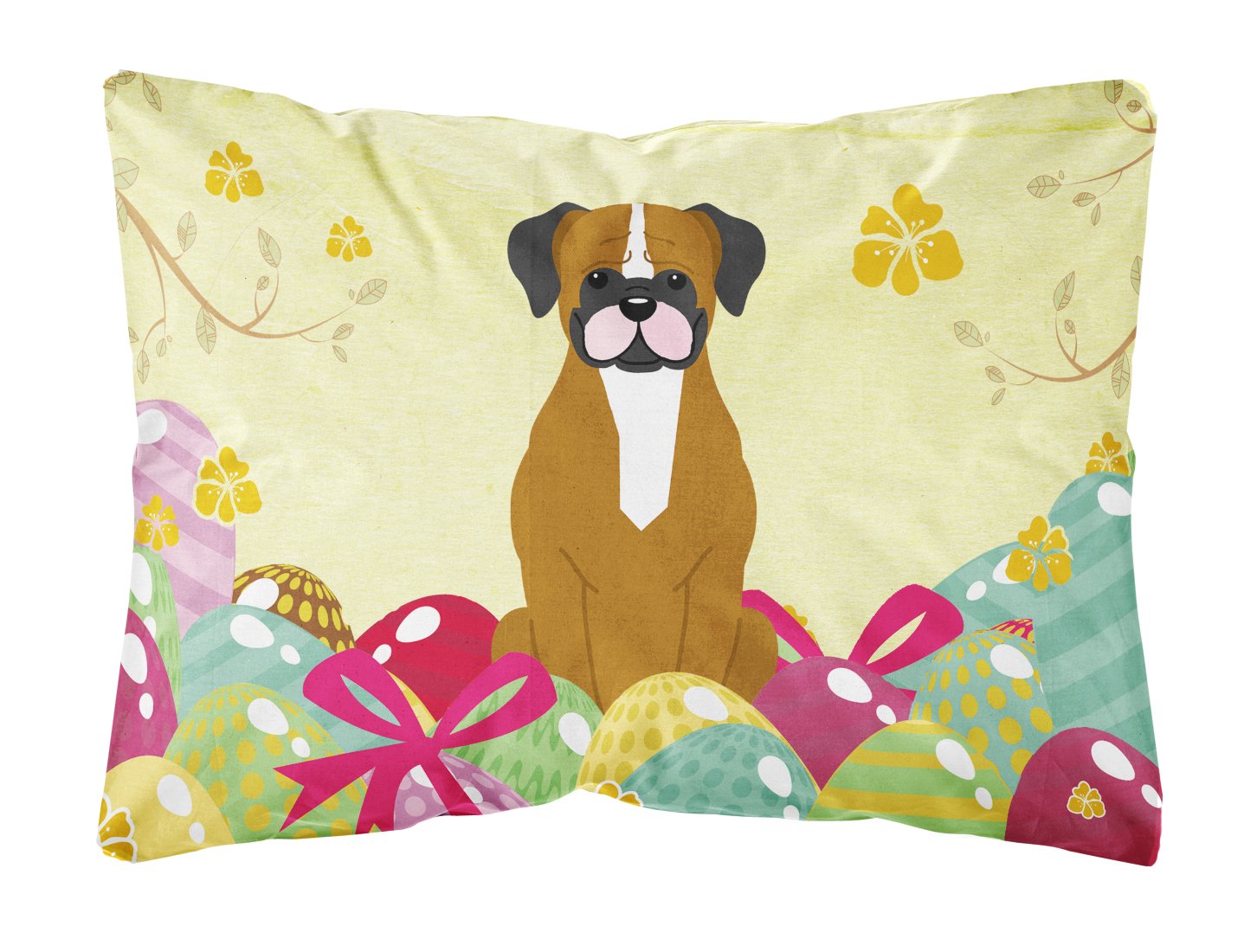 Easter Eggs Flashy Fawn Boxer Canvas Fabric Decorative Pillow BB6116PW1216 by Caroline's Treasures