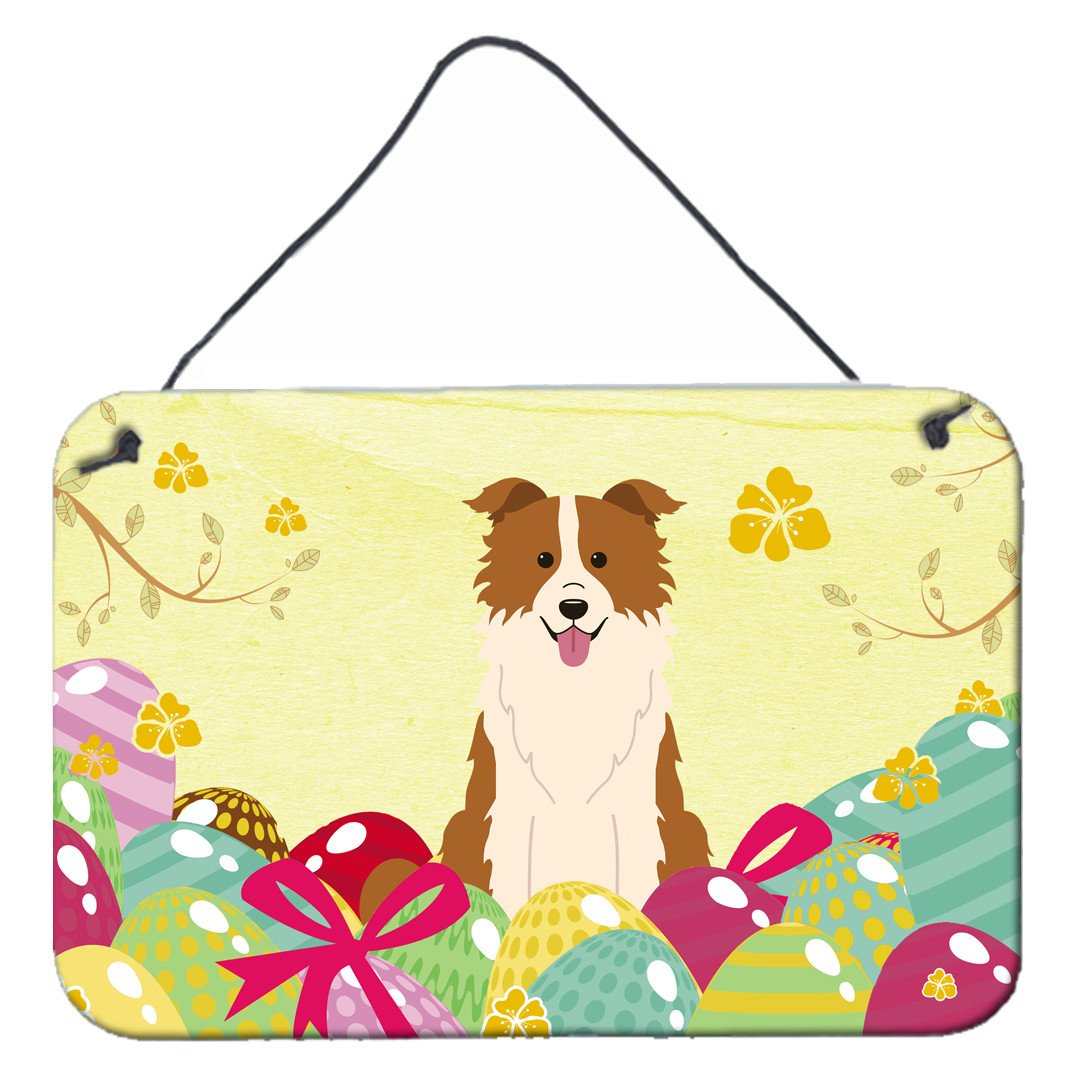 Easter Eggs Border Collie Red White Wall or Door Hanging Prints BB6119DS812 by Caroline's Treasures