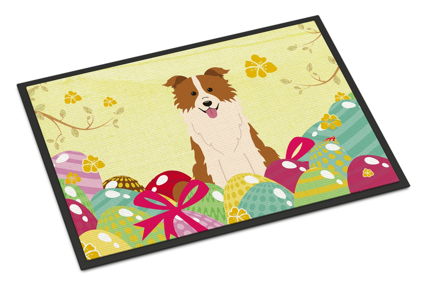 Easter Eggs Border Collie Red White Indoor or Outdoor Mat 24x36 BB6119JMAT by Caroline's Treasures