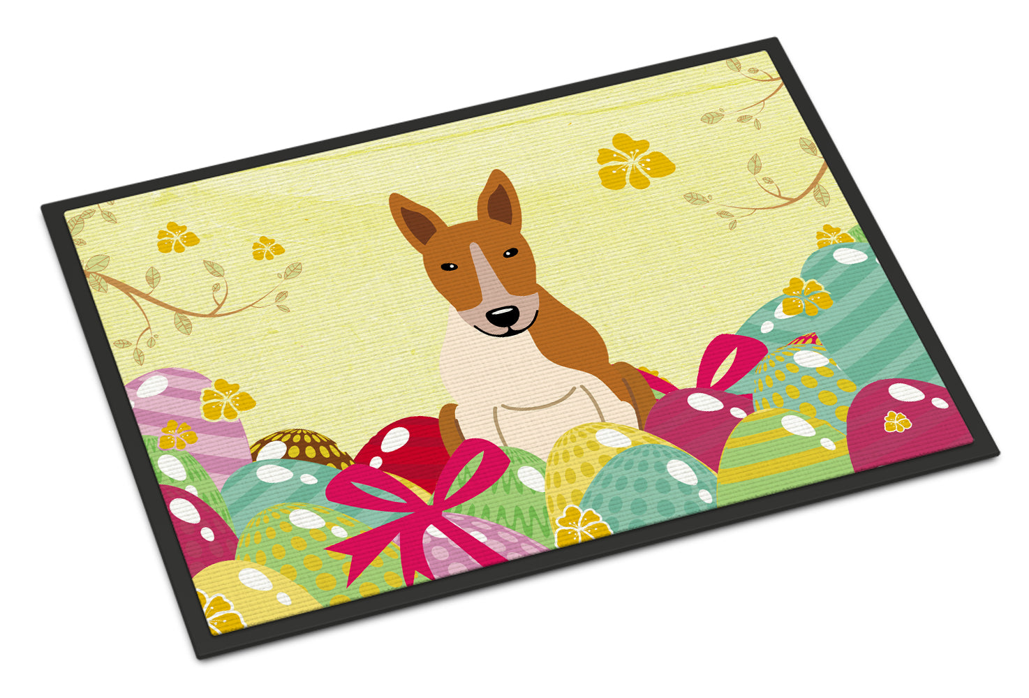 Easter Eggs Bull Terrier Red White Indoor or Outdoor Mat 18x27 BB6135MAT - the-store.com