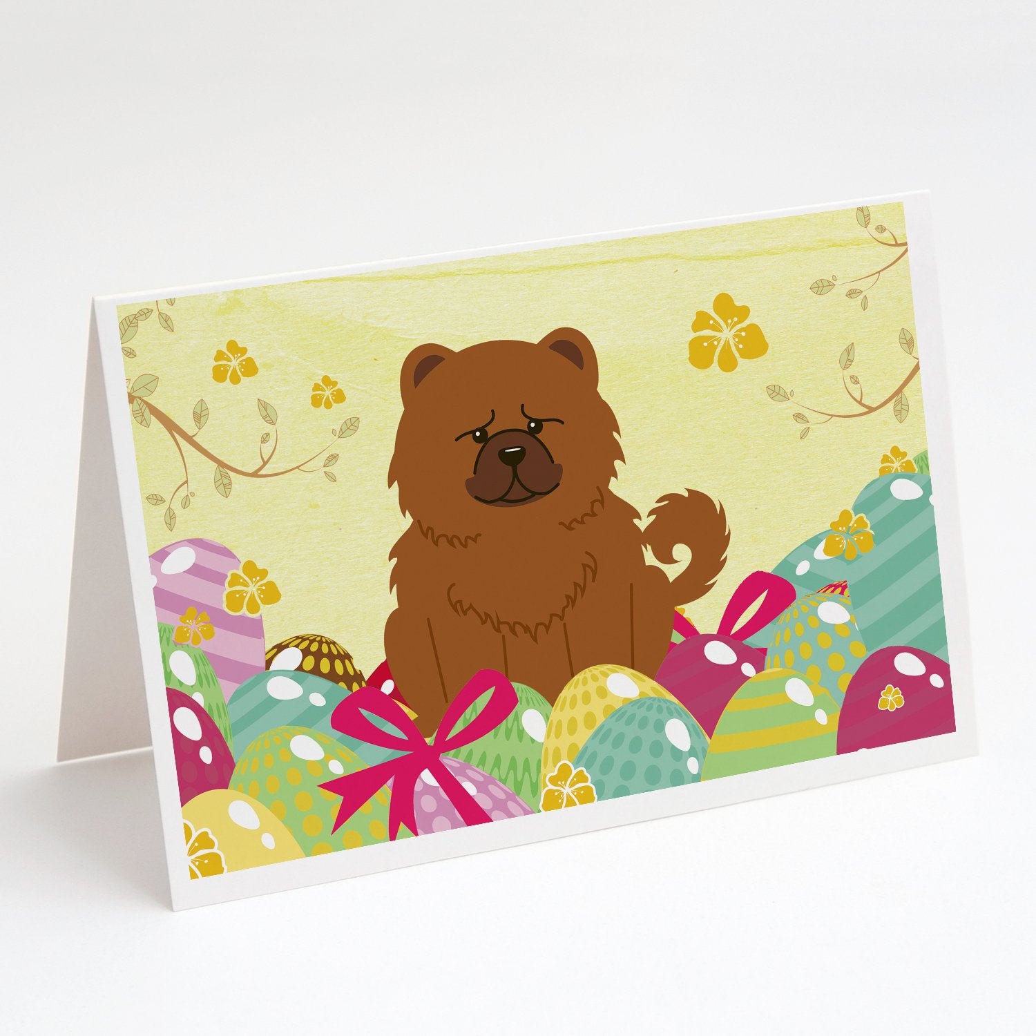 Buy this Easter Eggs Chow Chow Red Greeting Cards and Envelopes Pack of 8