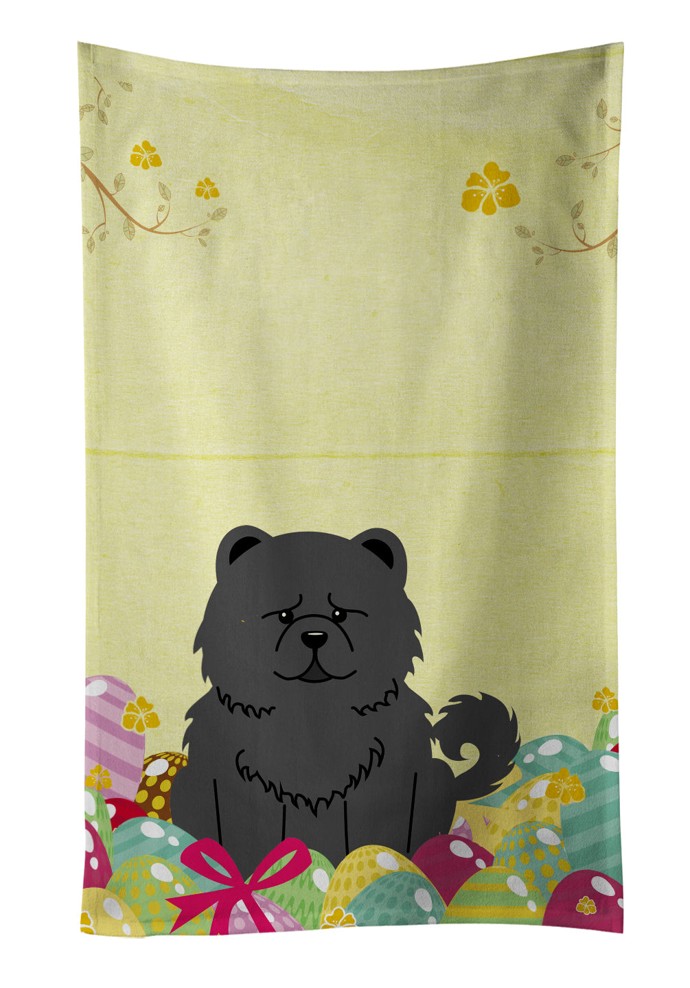 Easter Eggs Chow Chow Black Kitchen Towel BB6143KTWL - the-store.com