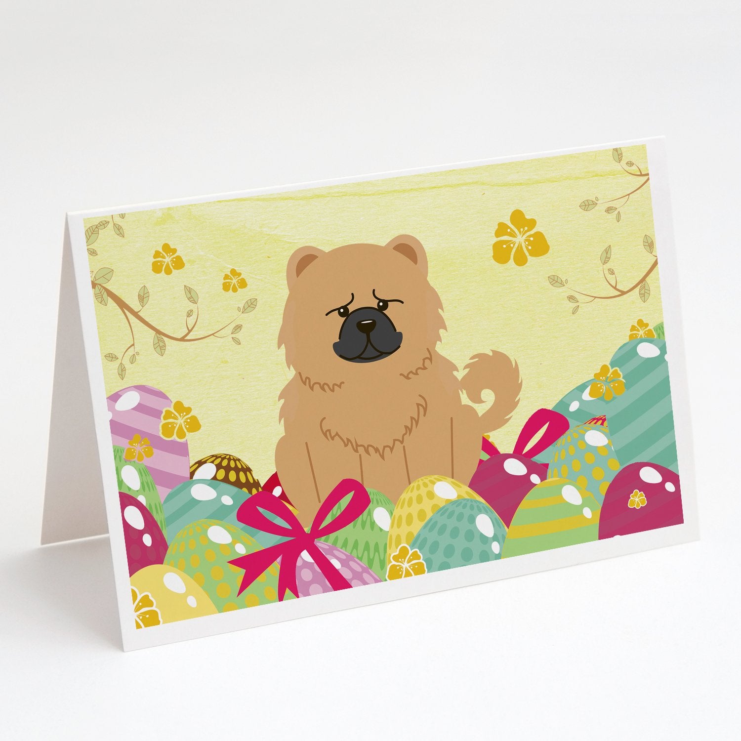Buy this Easter Eggs Chow Chow Cream Greeting Cards and Envelopes Pack of 8