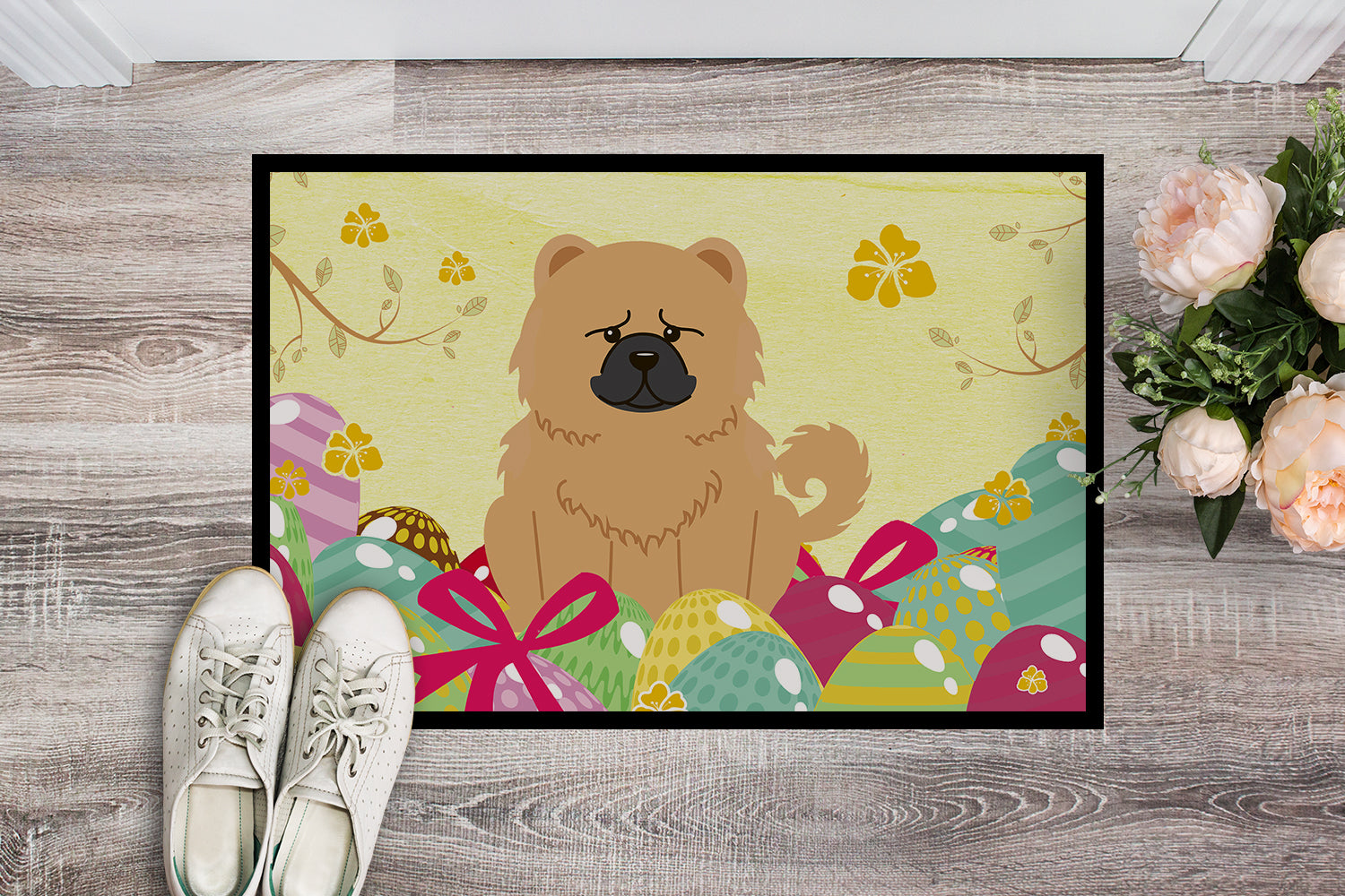 Easter Eggs Chow Chow Cream Indoor or Outdoor Mat 18x27 BB6144MAT - the-store.com