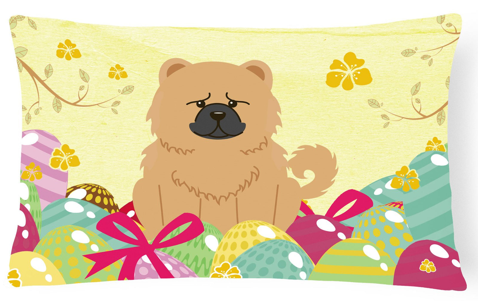 Easter Eggs Chow Chow Cream Canvas Fabric Decorative Pillow BB6144PW1216 by Caroline's Treasures