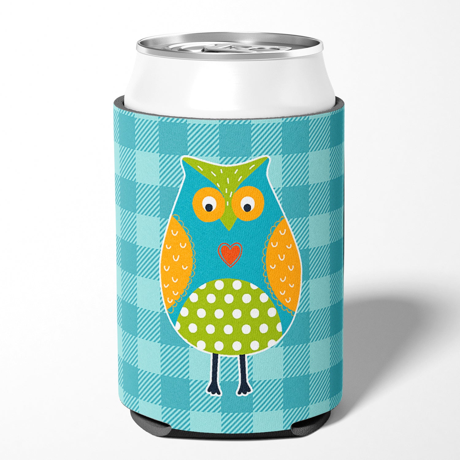 Owl on Blue Plaid Can or Bottle Hugger BB6755CC