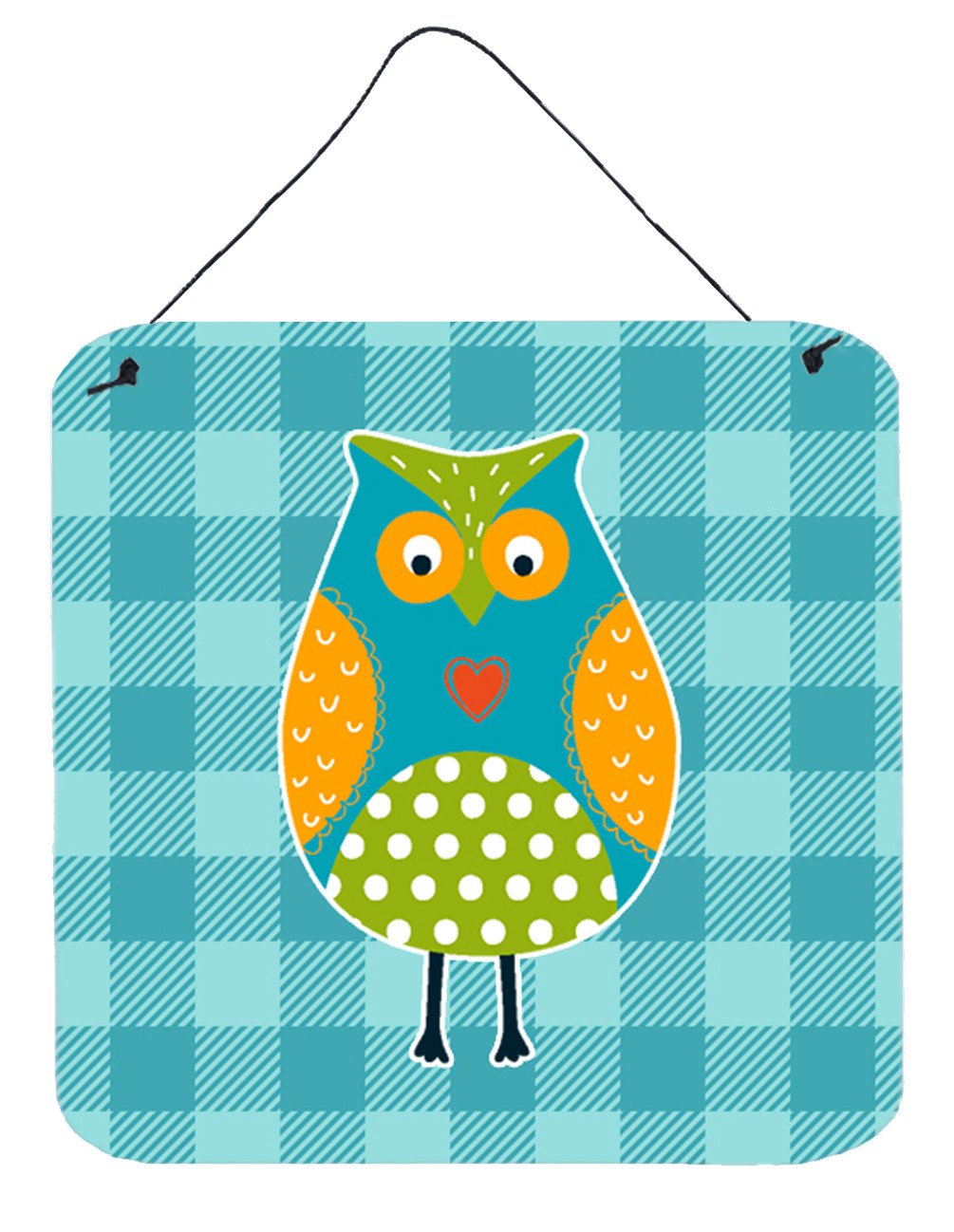 Owl on Blue Plaid Wall or Door Hanging Prints BB6755DS66 by Caroline's Treasures
