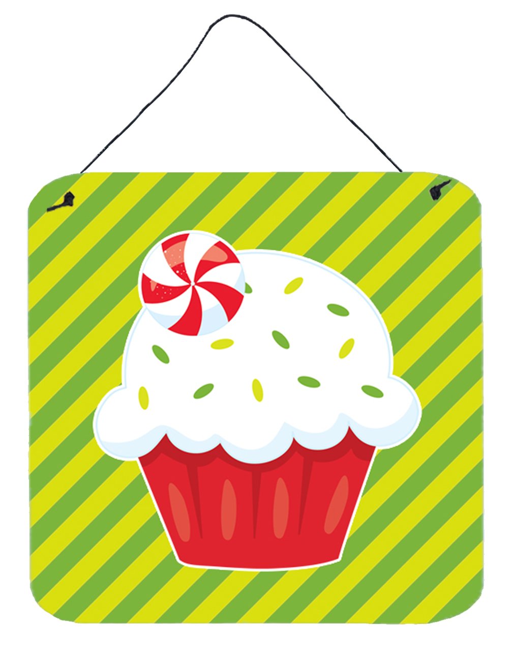 Christmas Pepermint Cupcake Wall or Door Hanging Prints BB6819DS66 by Caroline's Treasures