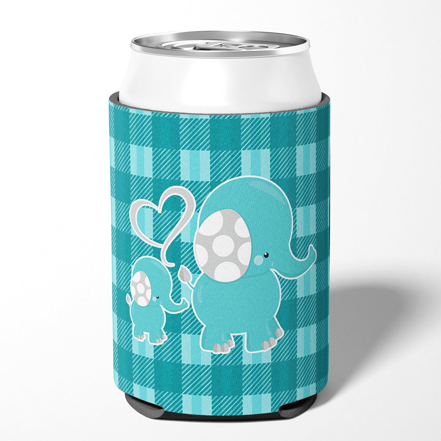Plaid Momma and Baby Elephant Can or Bottle Hugger BB6839CC