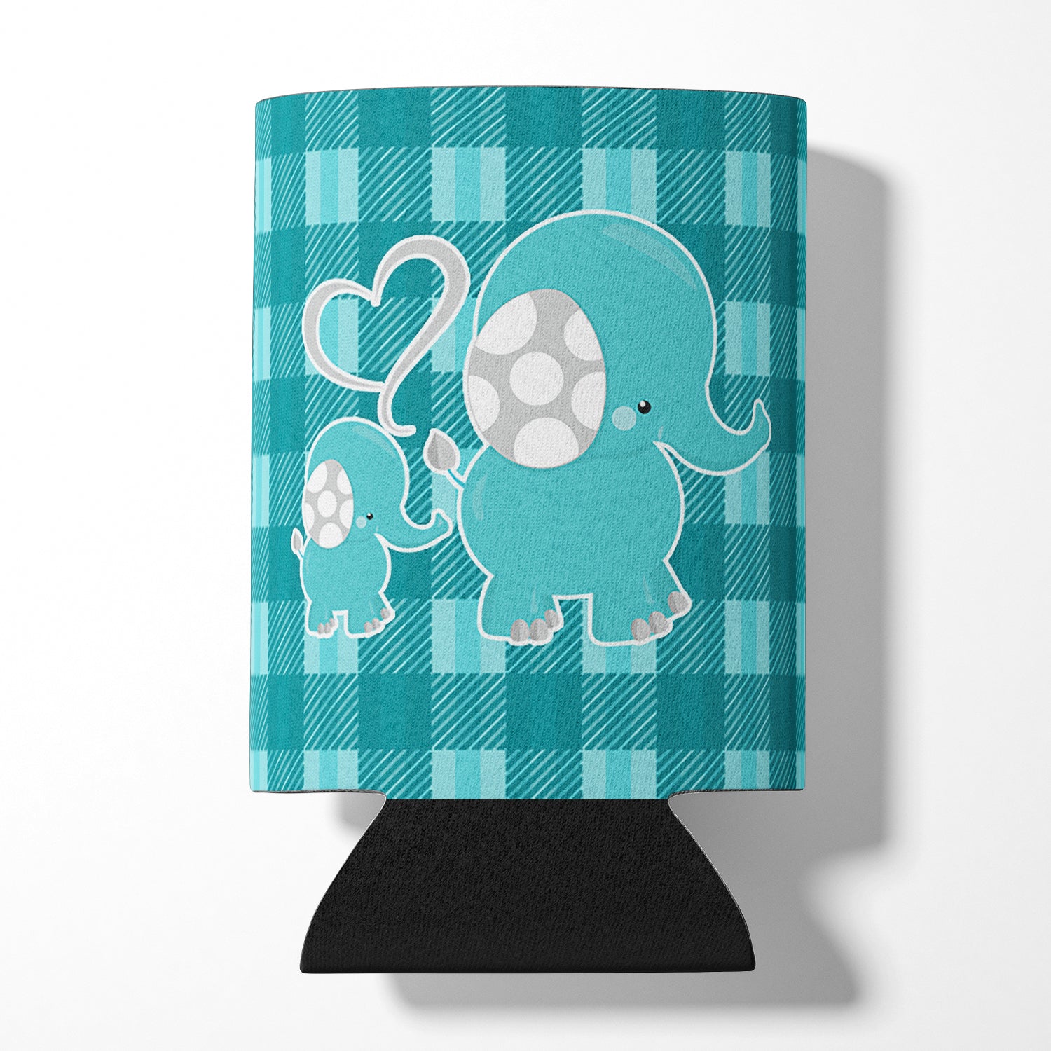 Plaid Momma and Baby Elephant Can or Bottle Hugger BB6839CC