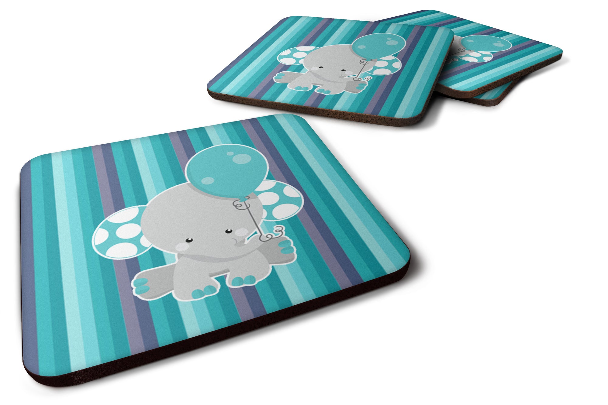Grey Elephant with Balloon Foam Coaster Set of 4 BB6842FC - the-store.com