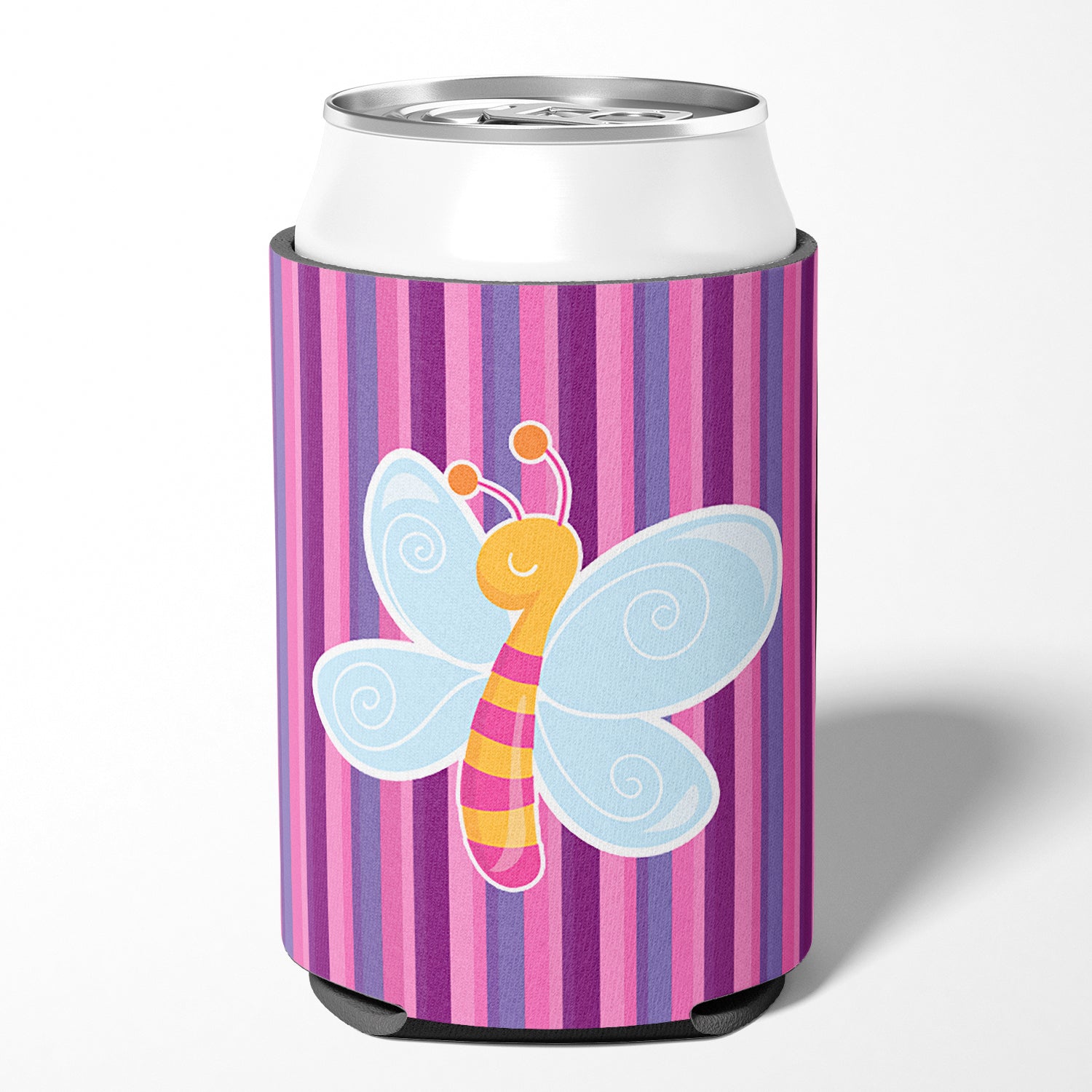 Dragonfly in Pink Stripes Can or Bottle Hugger BB6916CC