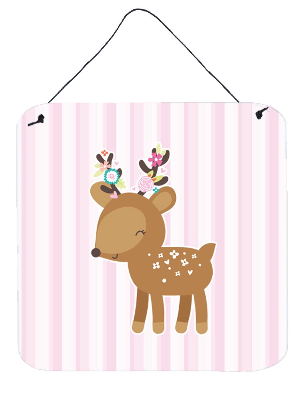 Deer in Pink Stripes Wall or Door Hanging Prints BB6934DS66 by Caroline's Treasures