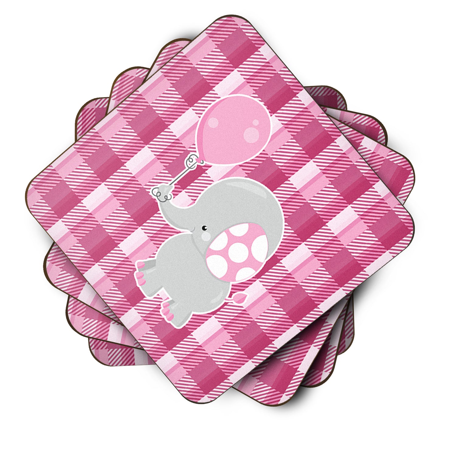 Elephant with Pink Balloon Foam Coaster Set of 4 BB6948FC - the-store.com