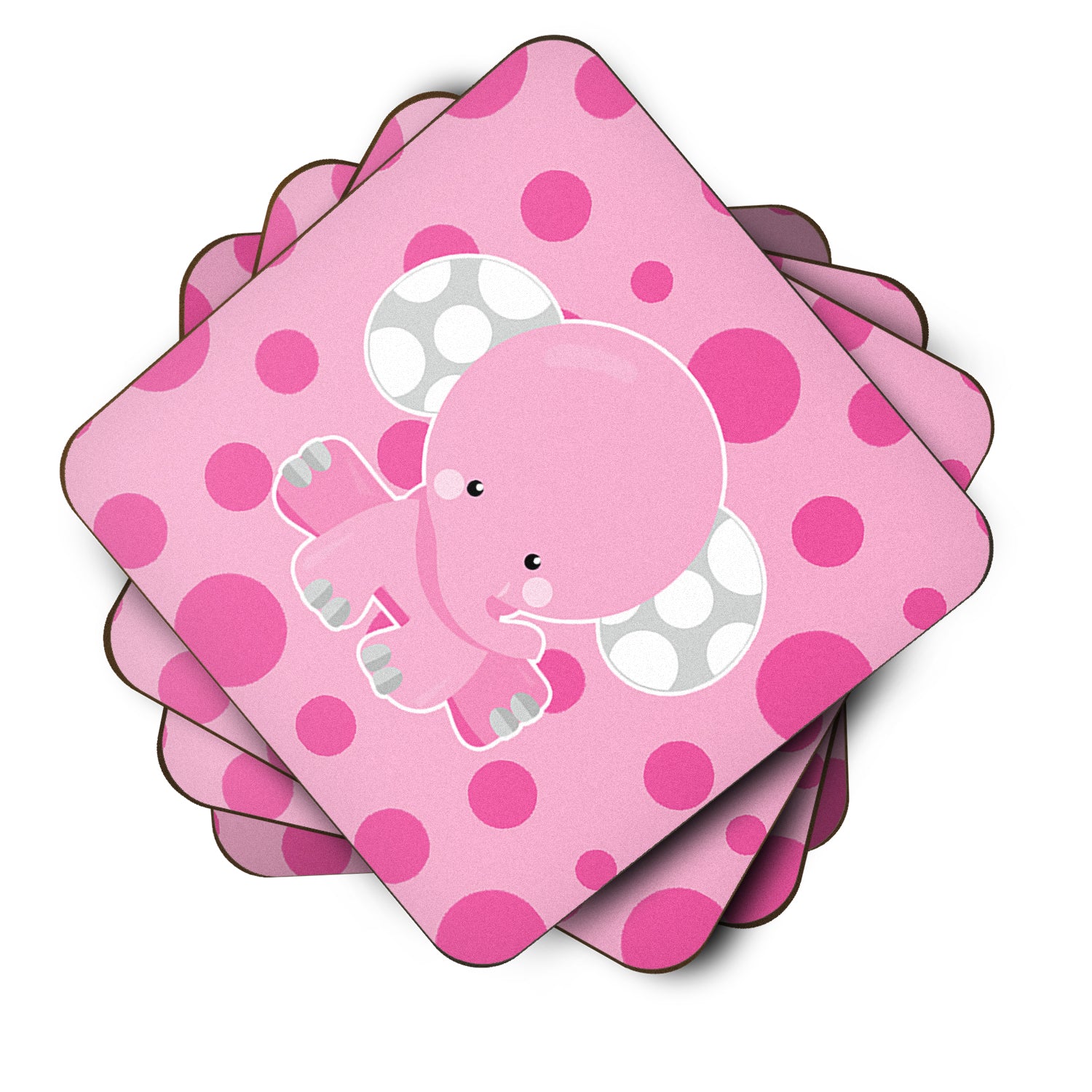 Elephant with Pink Polkadots Foam Coaster Set of 4 BB6949FC - the-store.com