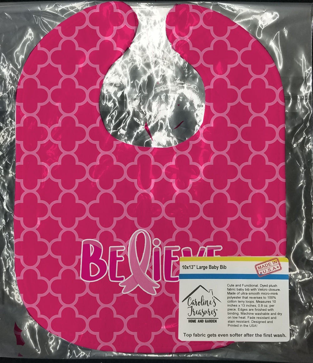 Breast Cancer Awareness Ribbon Believe Baby Bib BB6980BIB - the-store.com