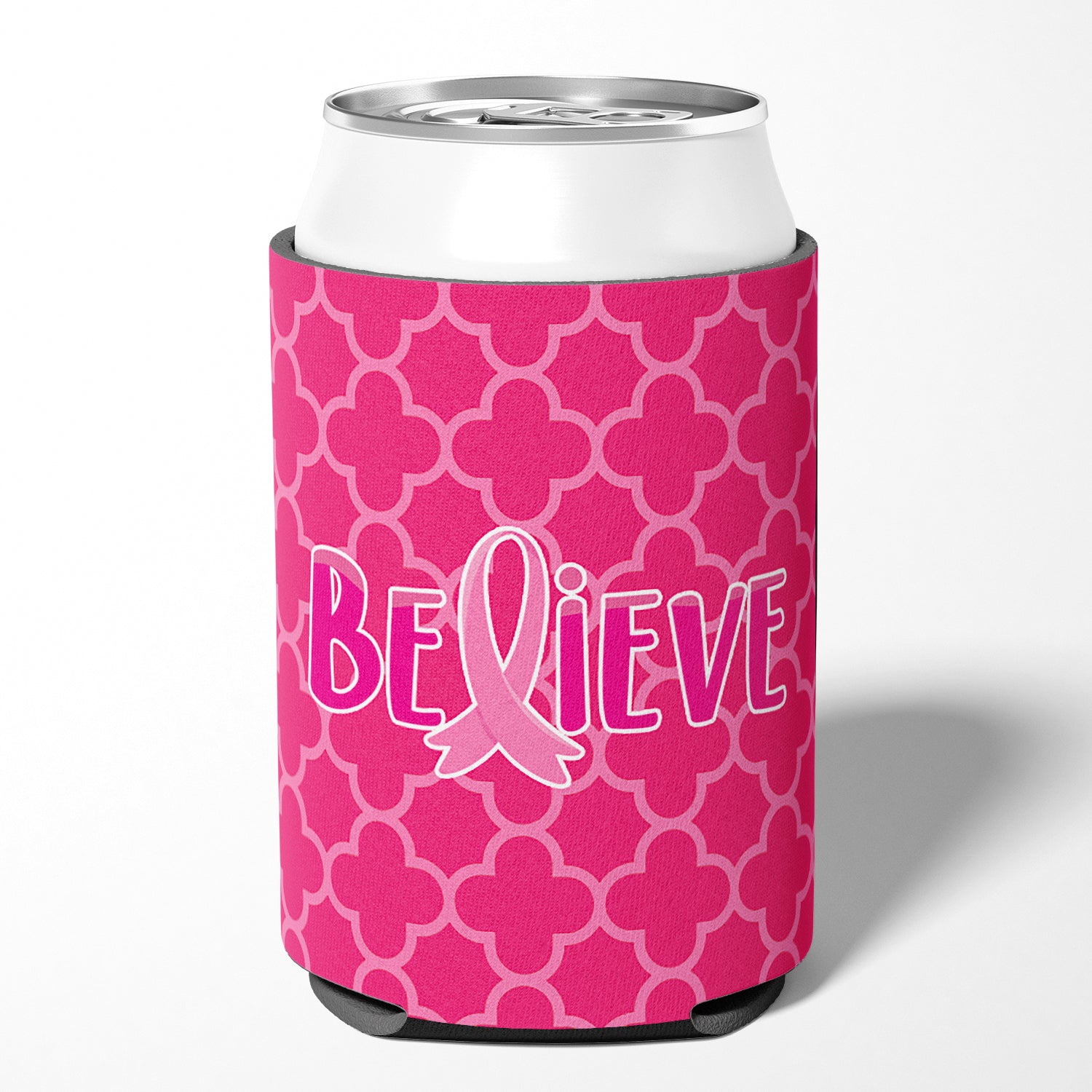 Breast Cancer Awareness Ribbon Believe Can or Bottle Hugger BB6980CC