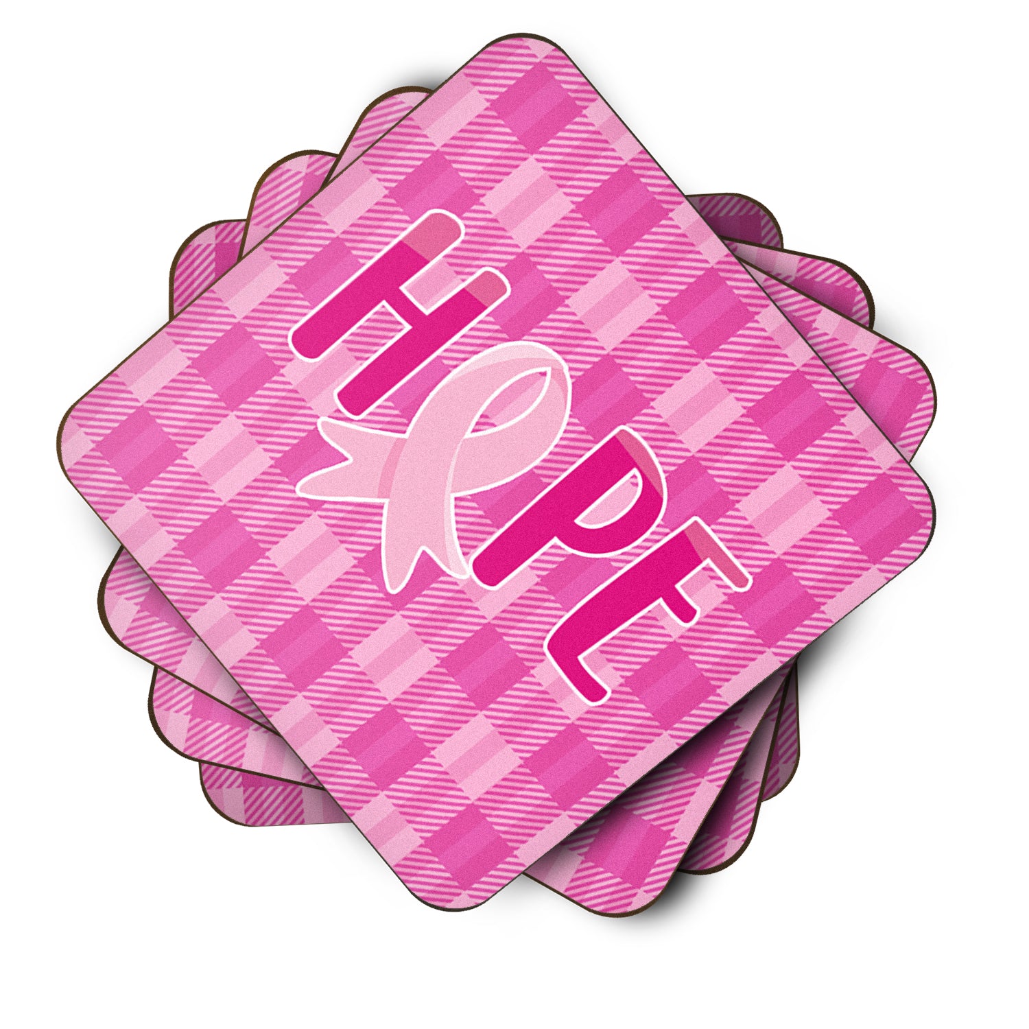 Breast Cancer Awareness Ribbon Hope Foam Coaster Set of 4 BB6981FC - the-store.com