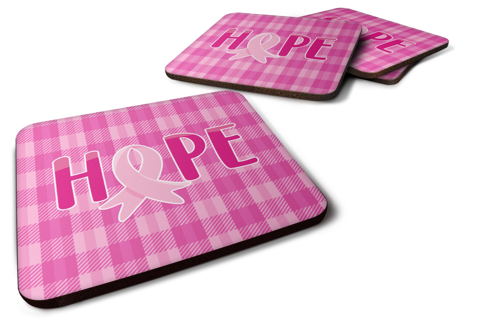 Breast Cancer Awareness Ribbon Hope Foam Coaster Set of 4 BB6981FC - the-store.com