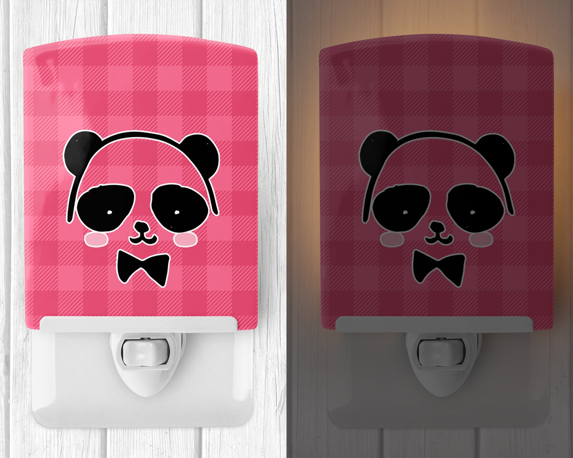 Panda Bear Pink Face Ceramic Night Light BB7039CNL - the-store.com