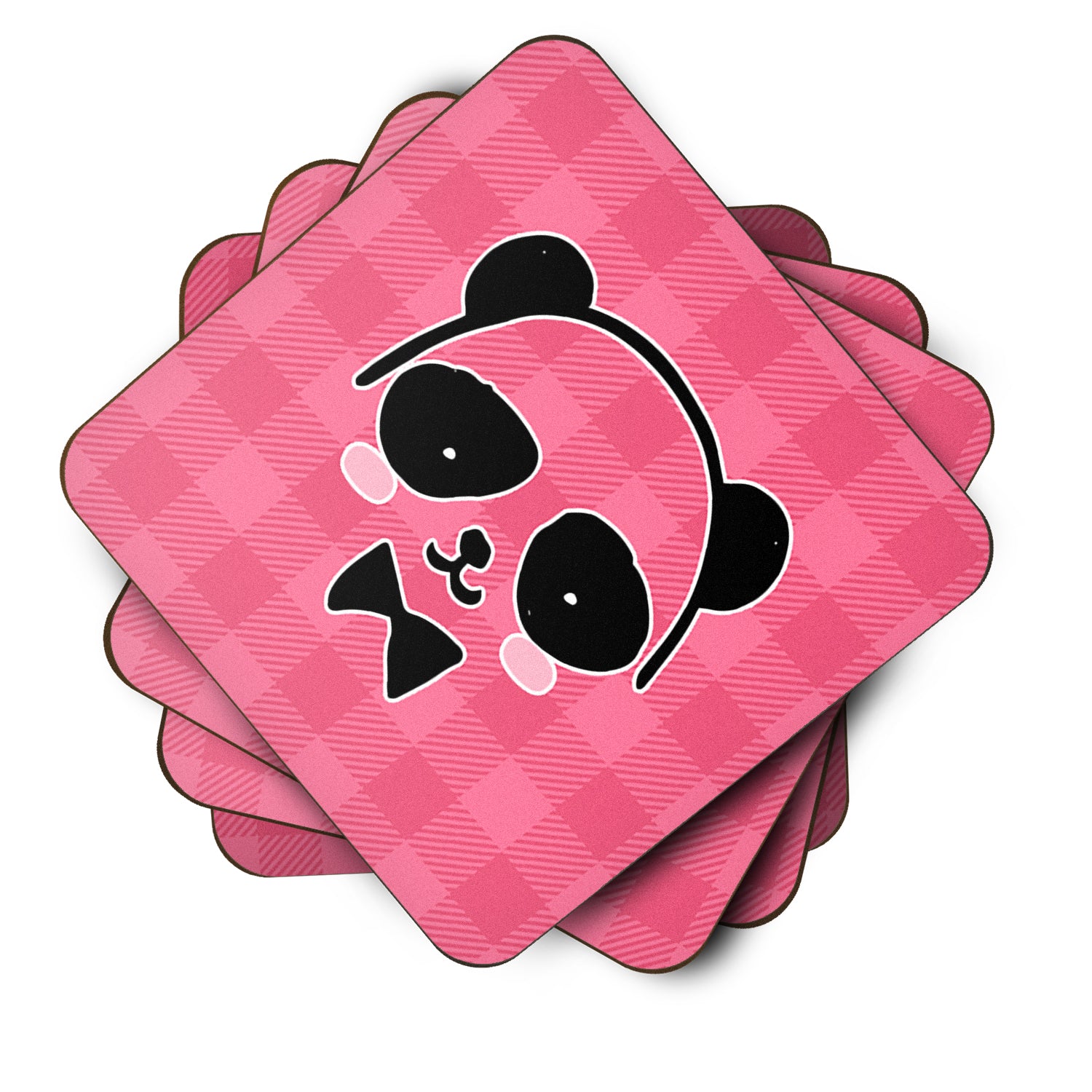 Panda Bear Pink Face Foam Coaster Set of 4 BB7039FC - the-store.com