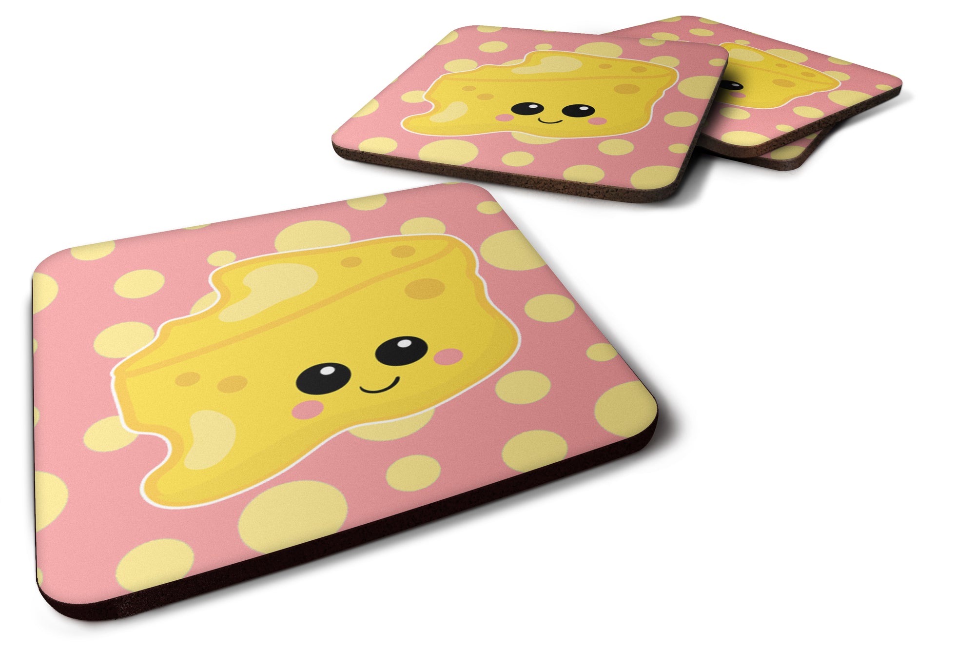 Cheese Head  Face Foam Coaster Set of 4 BB7052FC - the-store.com
